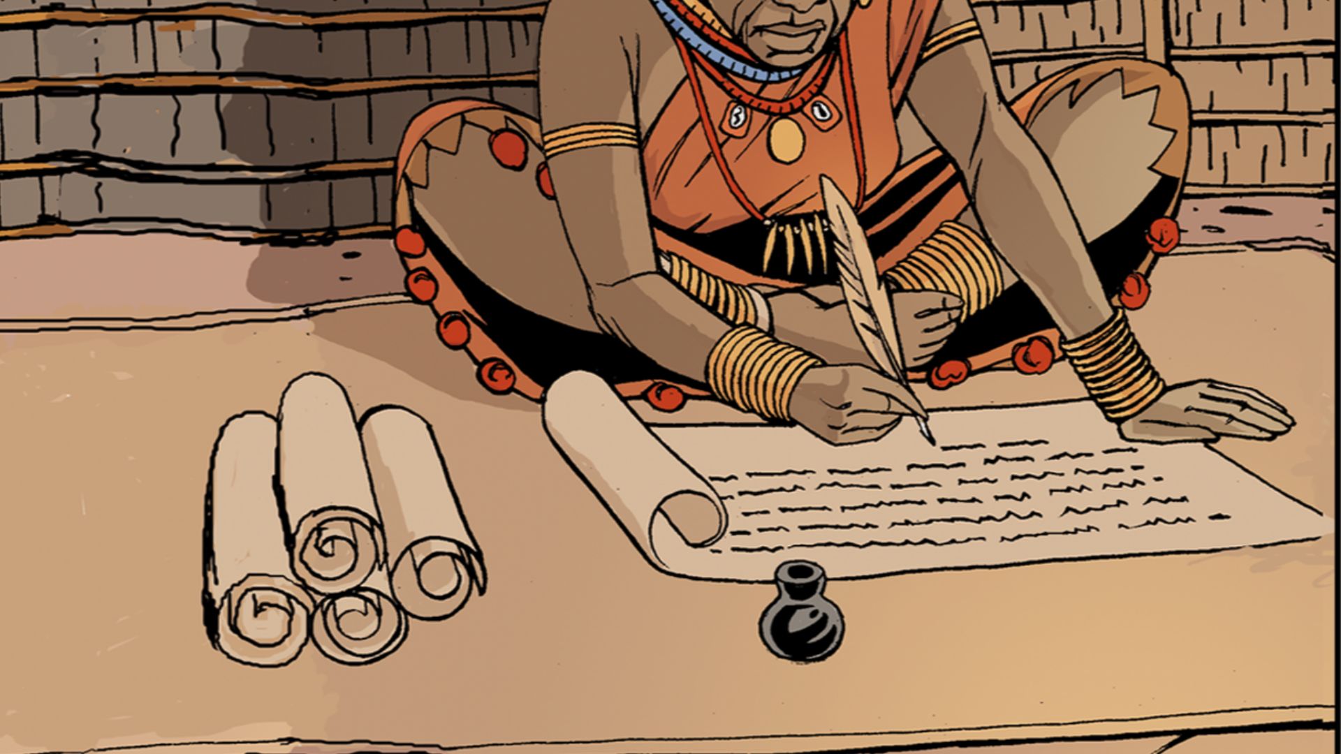 Taken from Nzinga Mbandi: Queen of Ndongo and Matamba from the UNESCO series on women in African history. Illustrations by Pat Masioni