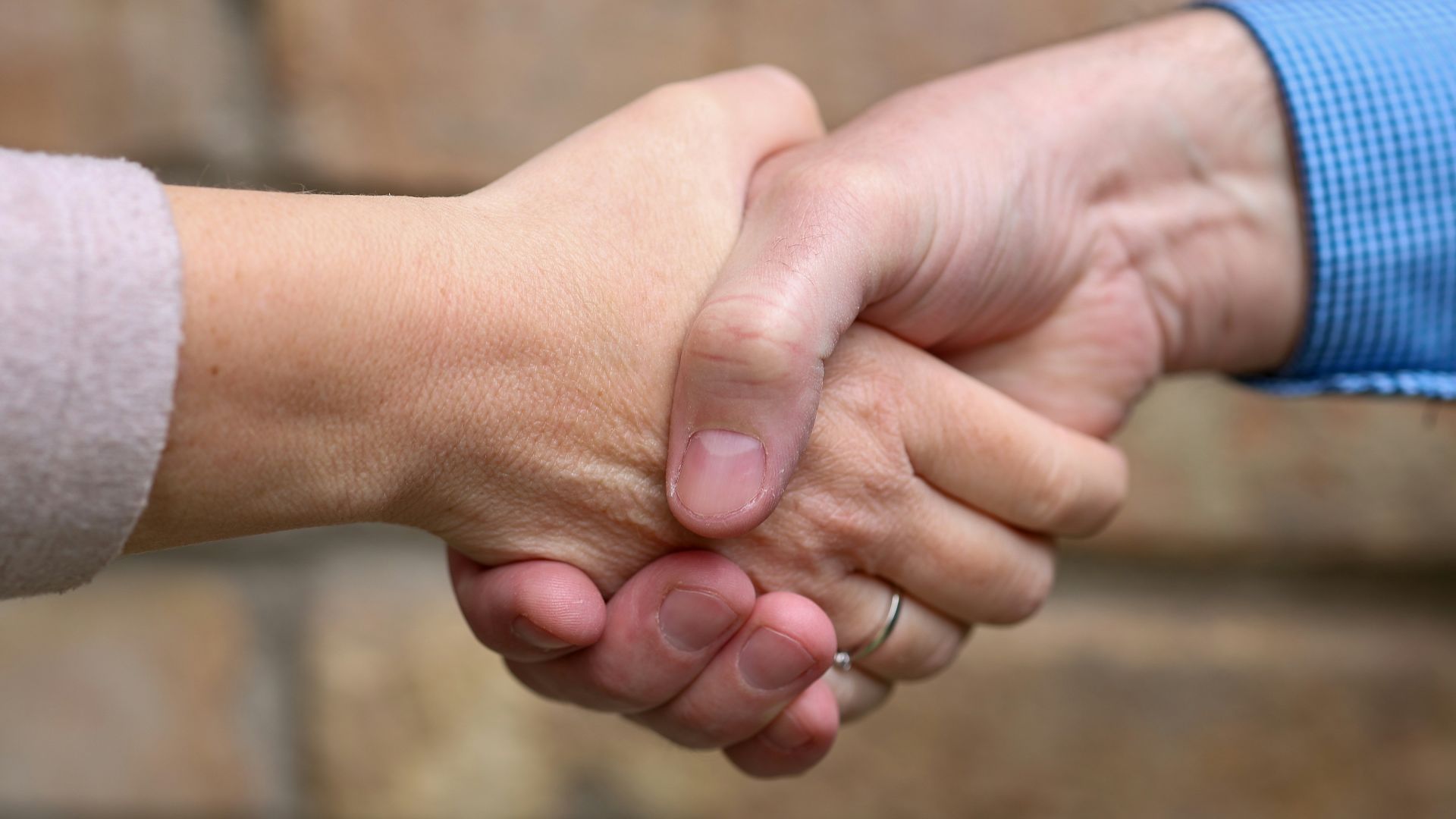 Two people are shaking hands.