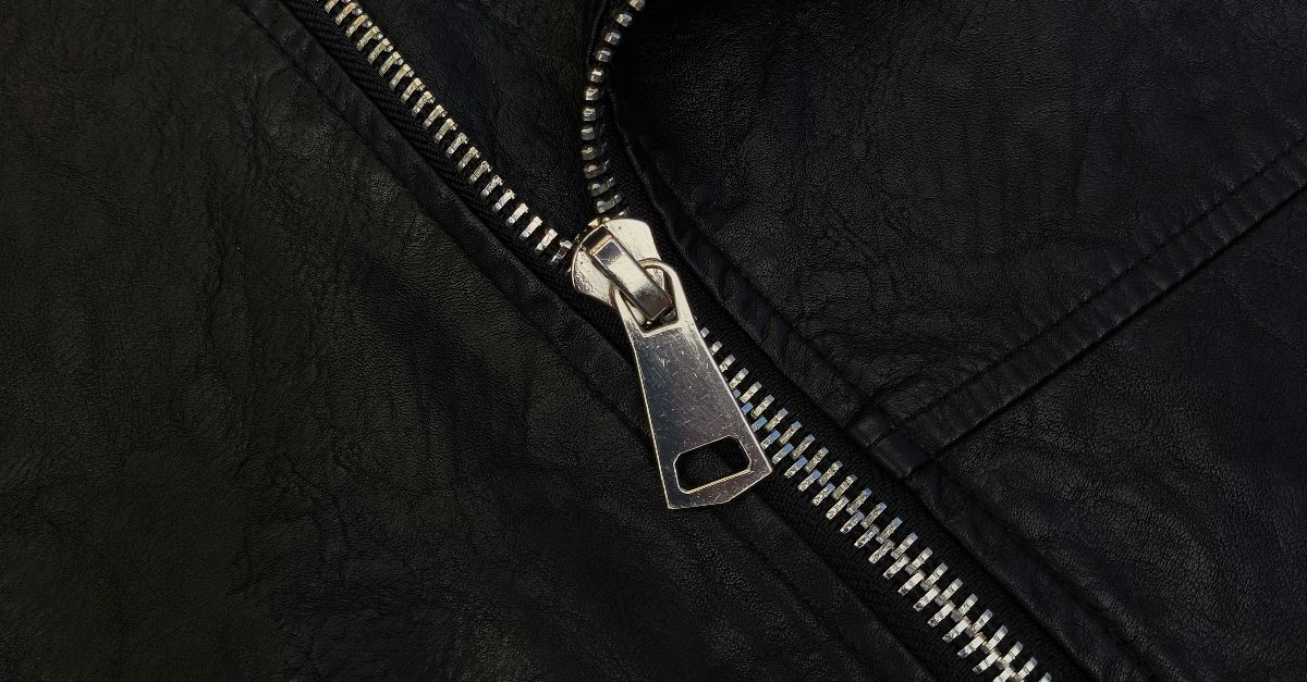 A close up of a black leather jacket