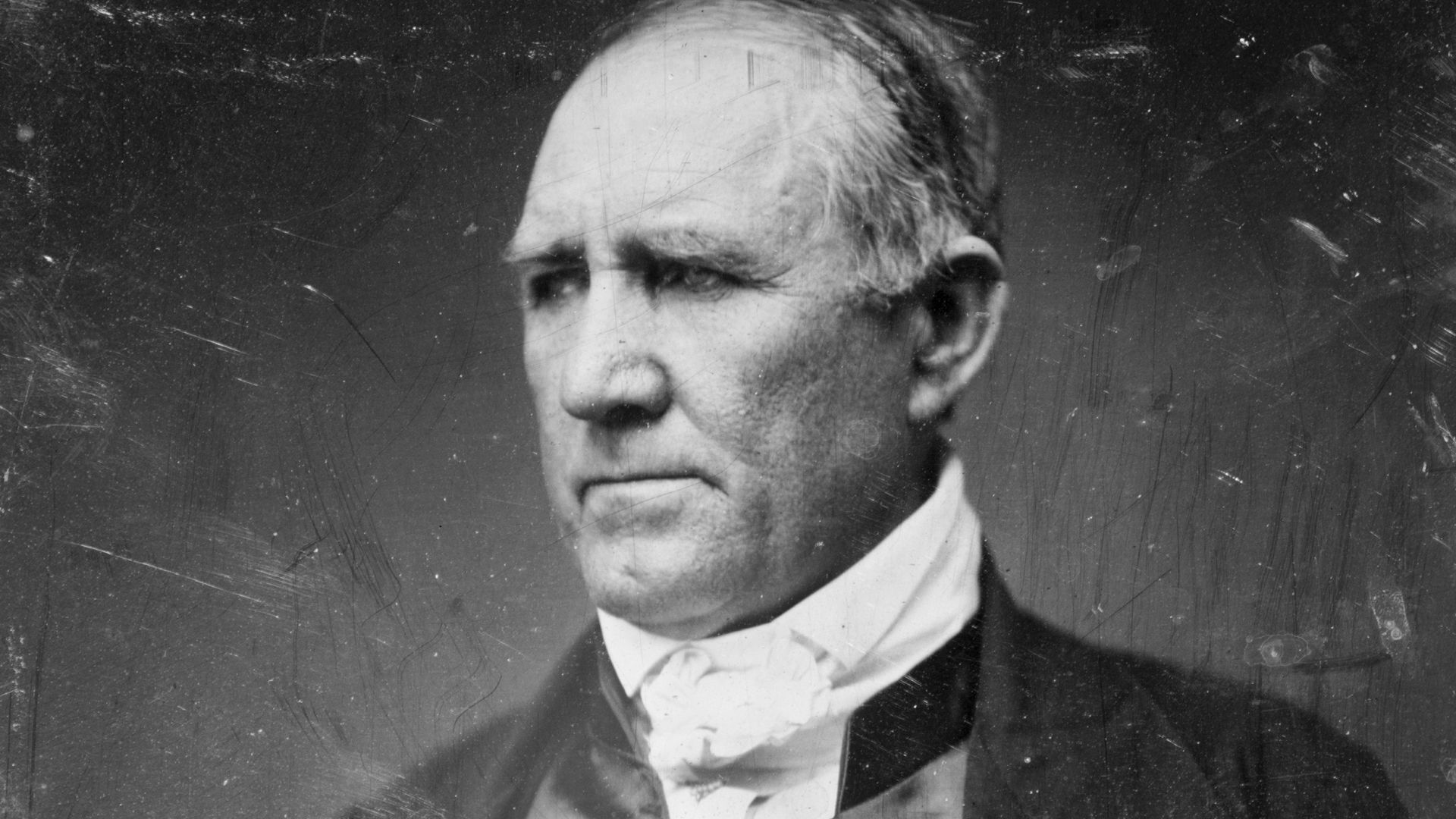 (Photoshopped verson of: Title: Sam Houston, half-length portrait, three-quarters to the left, in civilian dress, clean shaven.
Scratched on back of plate: 233; Sam Houston, Texas.
Hallmark: Rinhart 46.
Identification from lithograph by Konrad in Huber, H