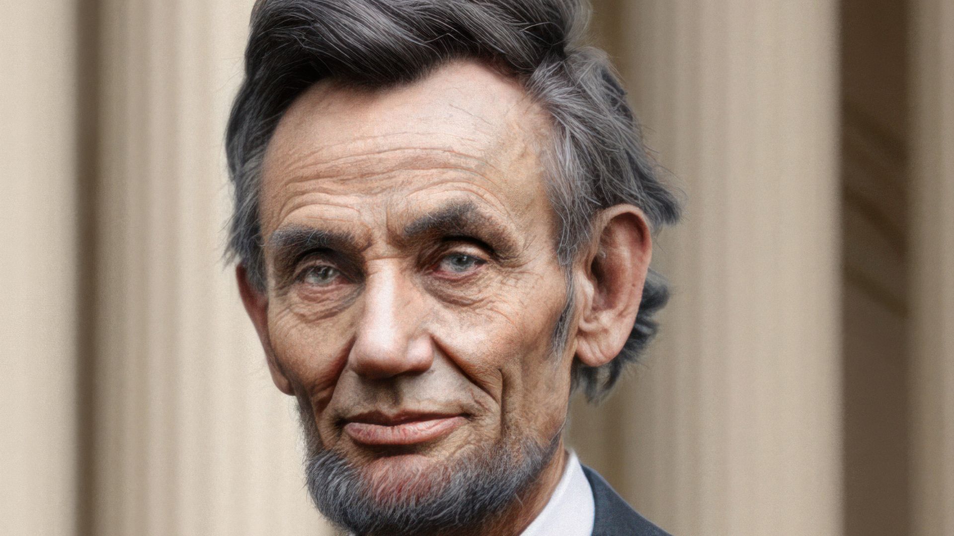 Digital photo composite of Abraham Lincoln file:Abraham Lincoln O-116 by Gardner, 1865-crop.png with a background.