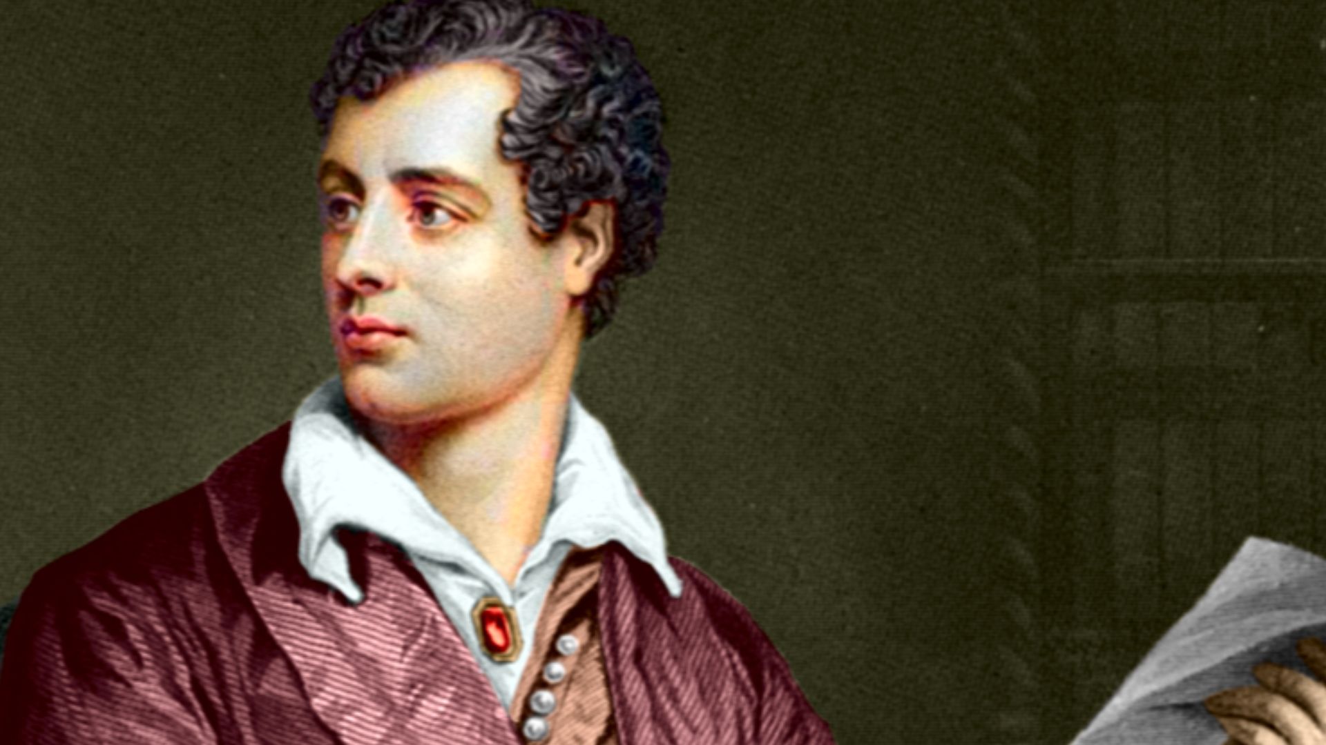Lord Byron, a coloured engraving