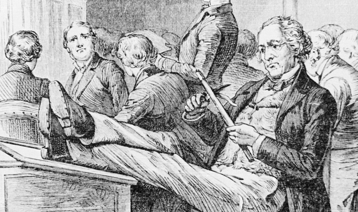 Texas Senator Sam Houston Whittling in Senate