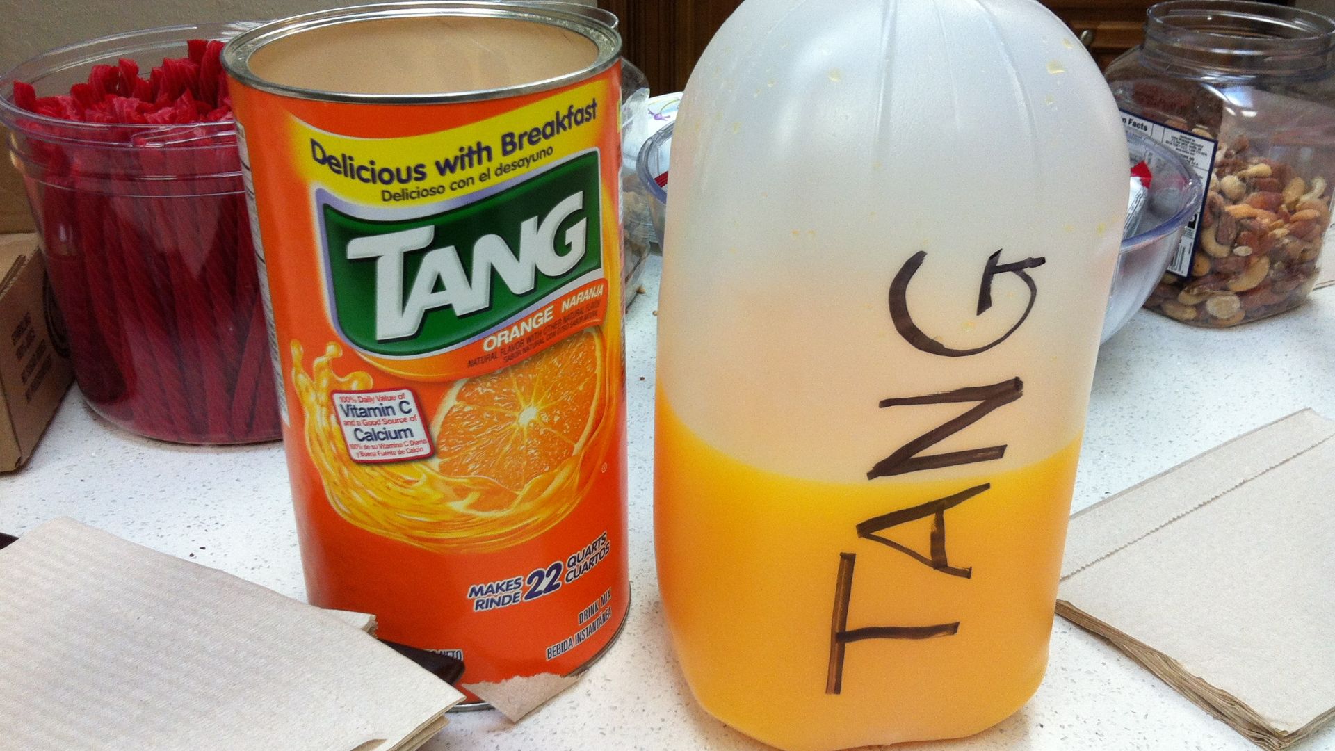 drinking Tang by the gallon