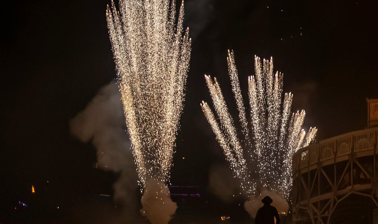 Spectacular fireworks against a dark night sky, perfect for festive occasions and celebrations