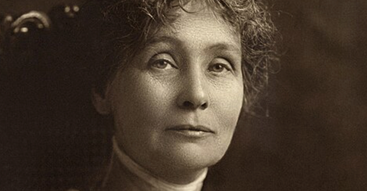 Black and white portrait of Emmeline Pankhurst