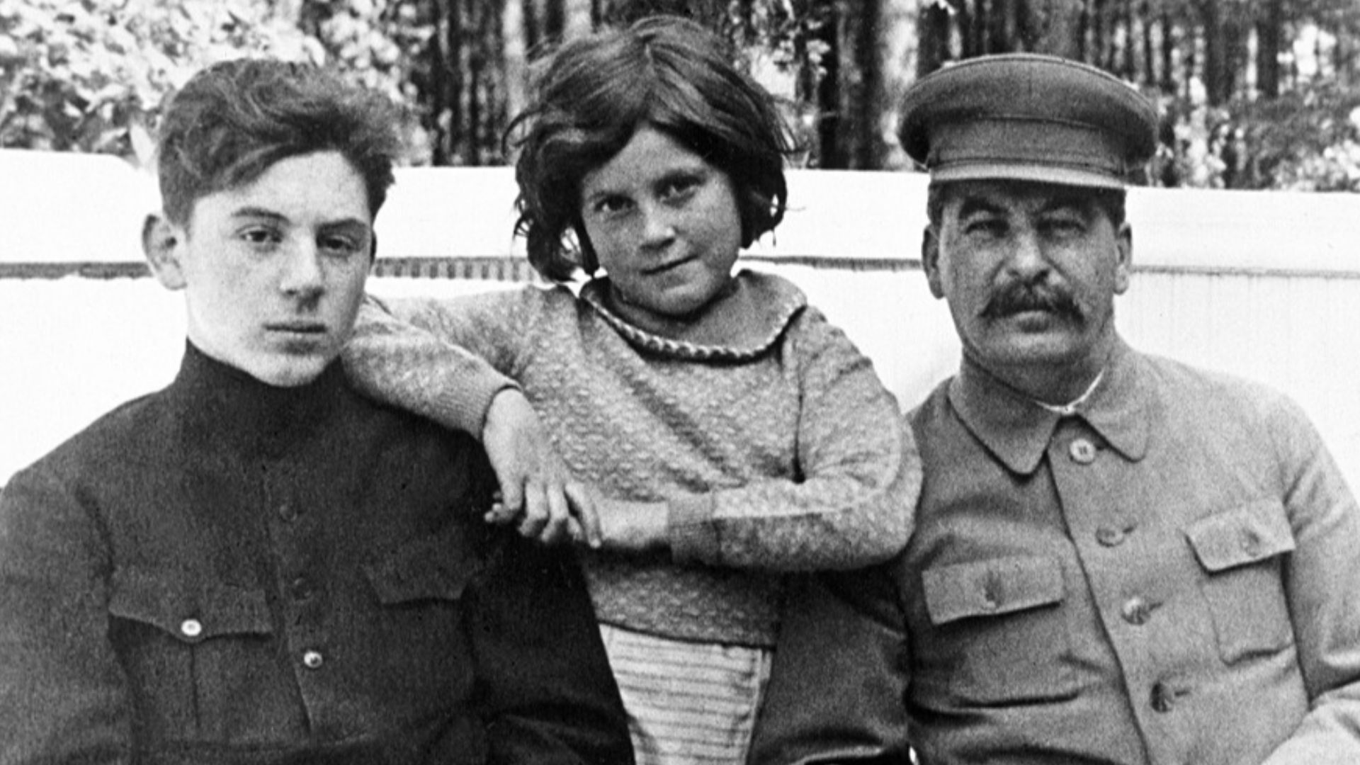 Joseph Stalin with his son Vasily and daughter Svetlana in 1935.