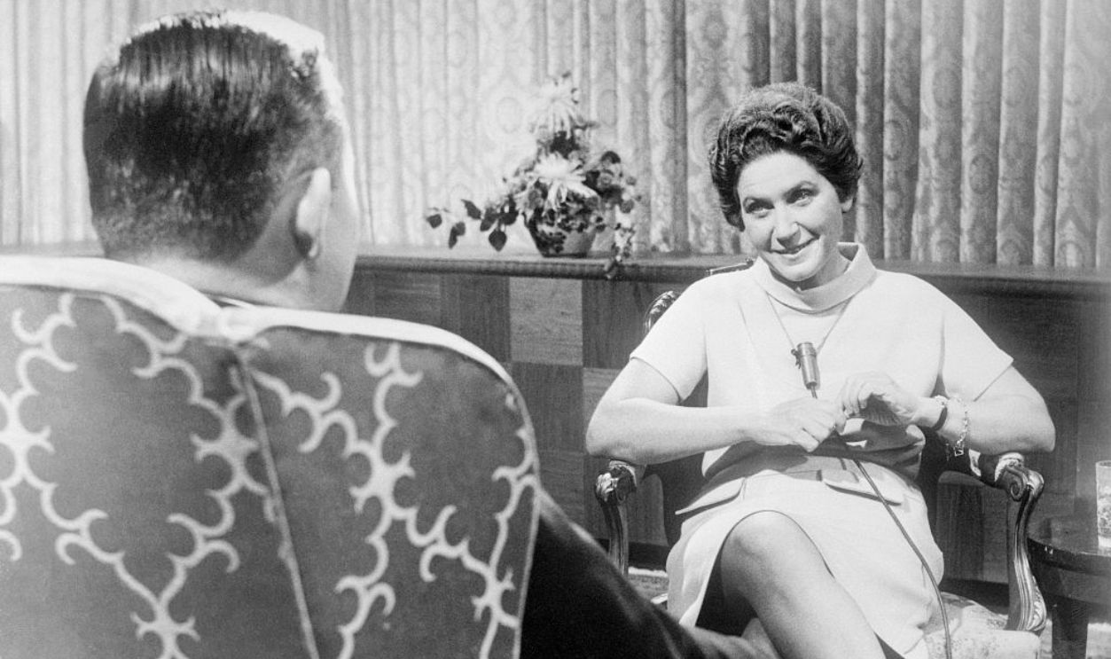 (Original Caption) Svetlana Alliluyeva, daughter of Soviet dictator Josef Stalin, is interviewed on the National Educational Television Network. She said that since the death of her father 15 years ago, the Soviet Union has not changed despite
