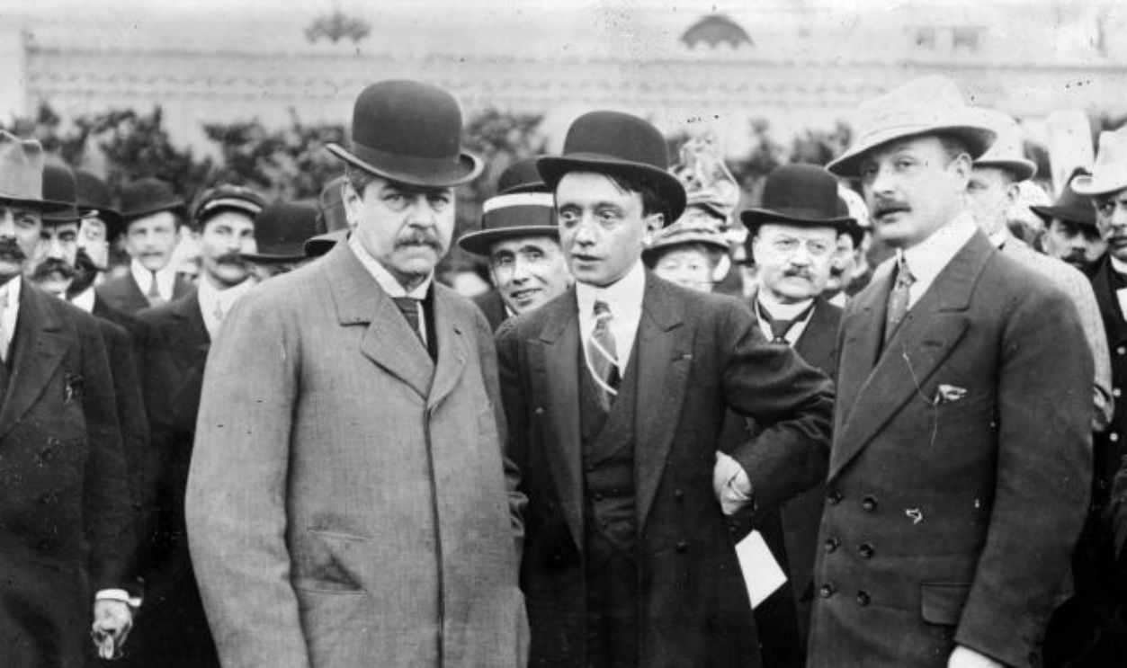 circa 1912: Louis II, Prince of Monaco (1870 - 1949), at the Monaco Races, surrounded by spectators. 