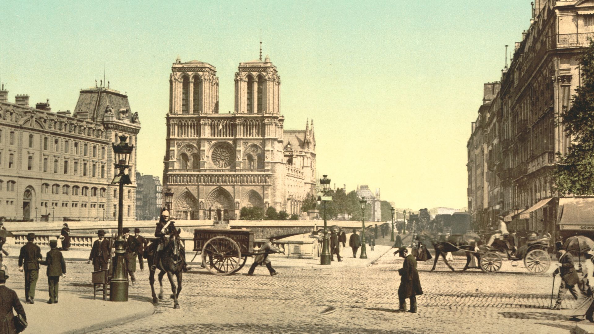 File:Notre Dame, and St. Michael bridge, Paris, France-LCCN2001698531.jpg