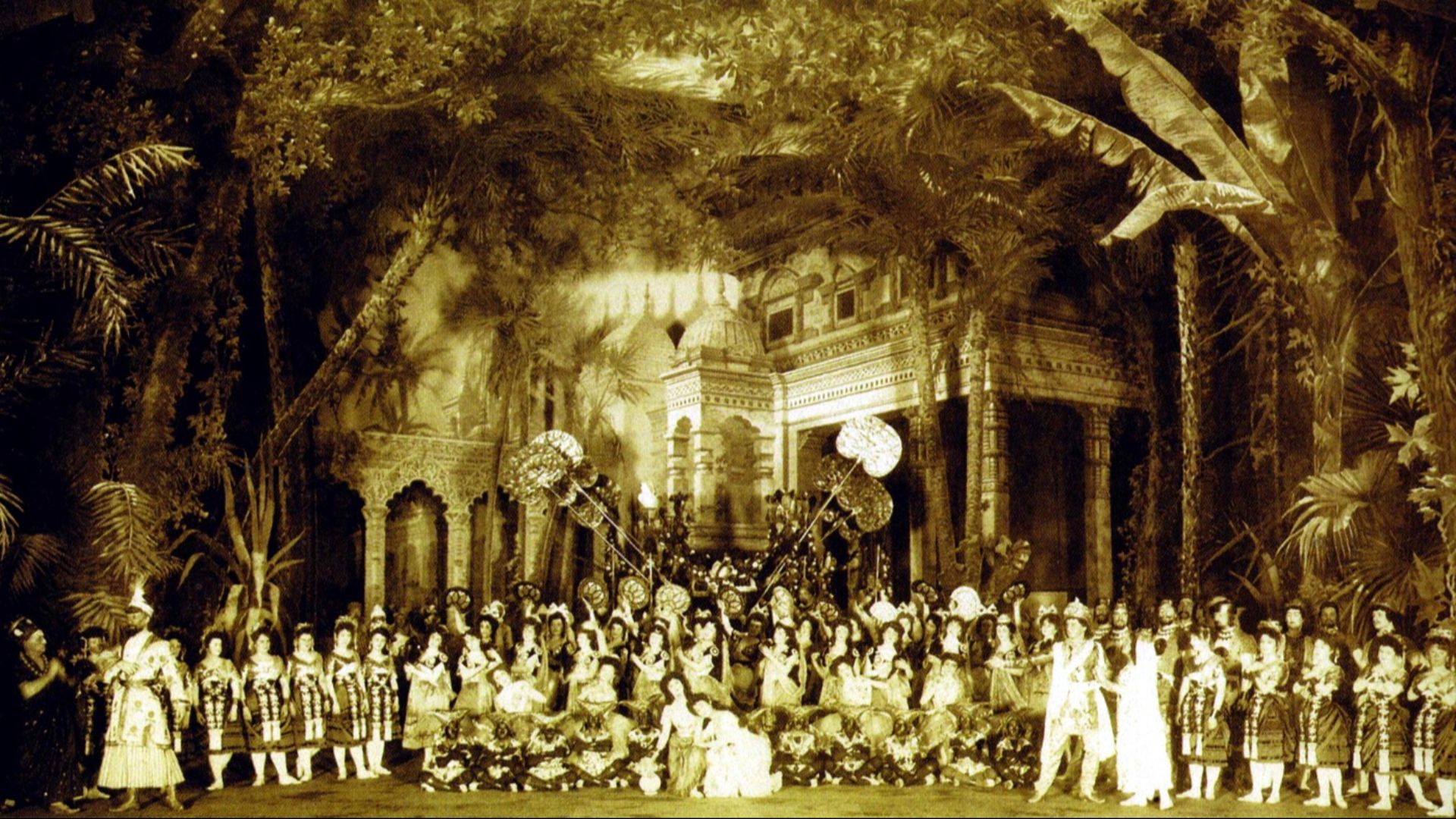 Photographic panorama of the stage of the Imperial Mariinsky Theatre in act 2 of the choreographer Marius Petipa (1818-1910) & the composer Ludwig Minkus's (1828-1917) ballet