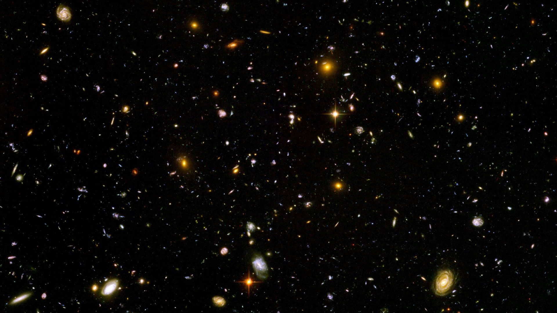 The Hubble Ultra Deep Field, is an image of a small region of space in the constellation Fornax, composited from Hubble Space Telescope data accumulated over a period from September 3, 2003 through January 16, 2004. The patch of sky in which the galaxies 