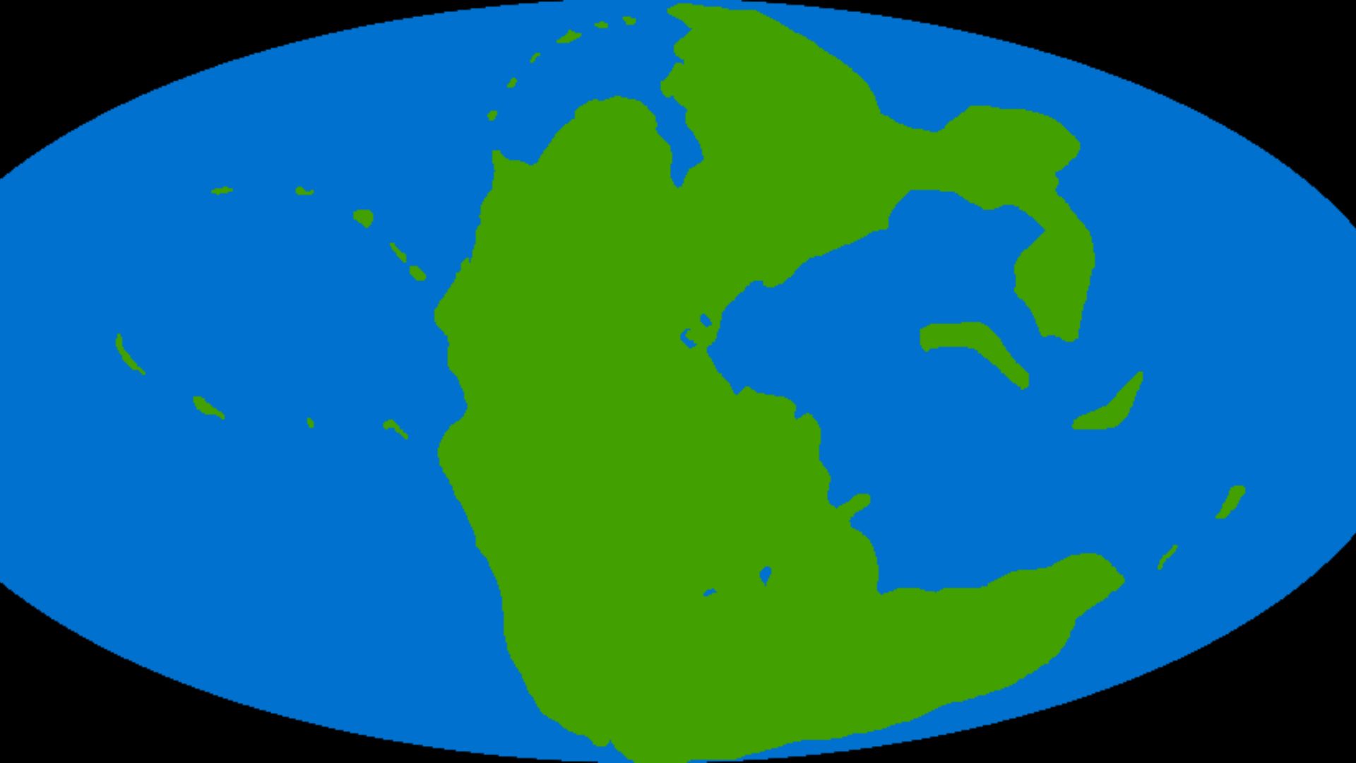 This is my depiction of Pangea, approx. 235 millions of years ago, this variant has no terrain features (deserts or mountains) at all.