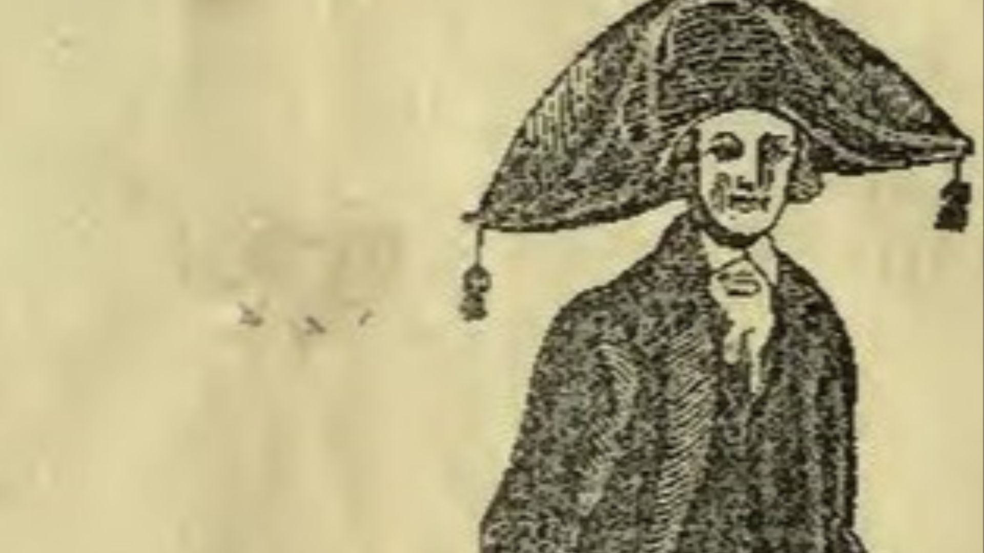 A drawing of Lord Timothy Dexter and his dog, taken from the fourth edition of