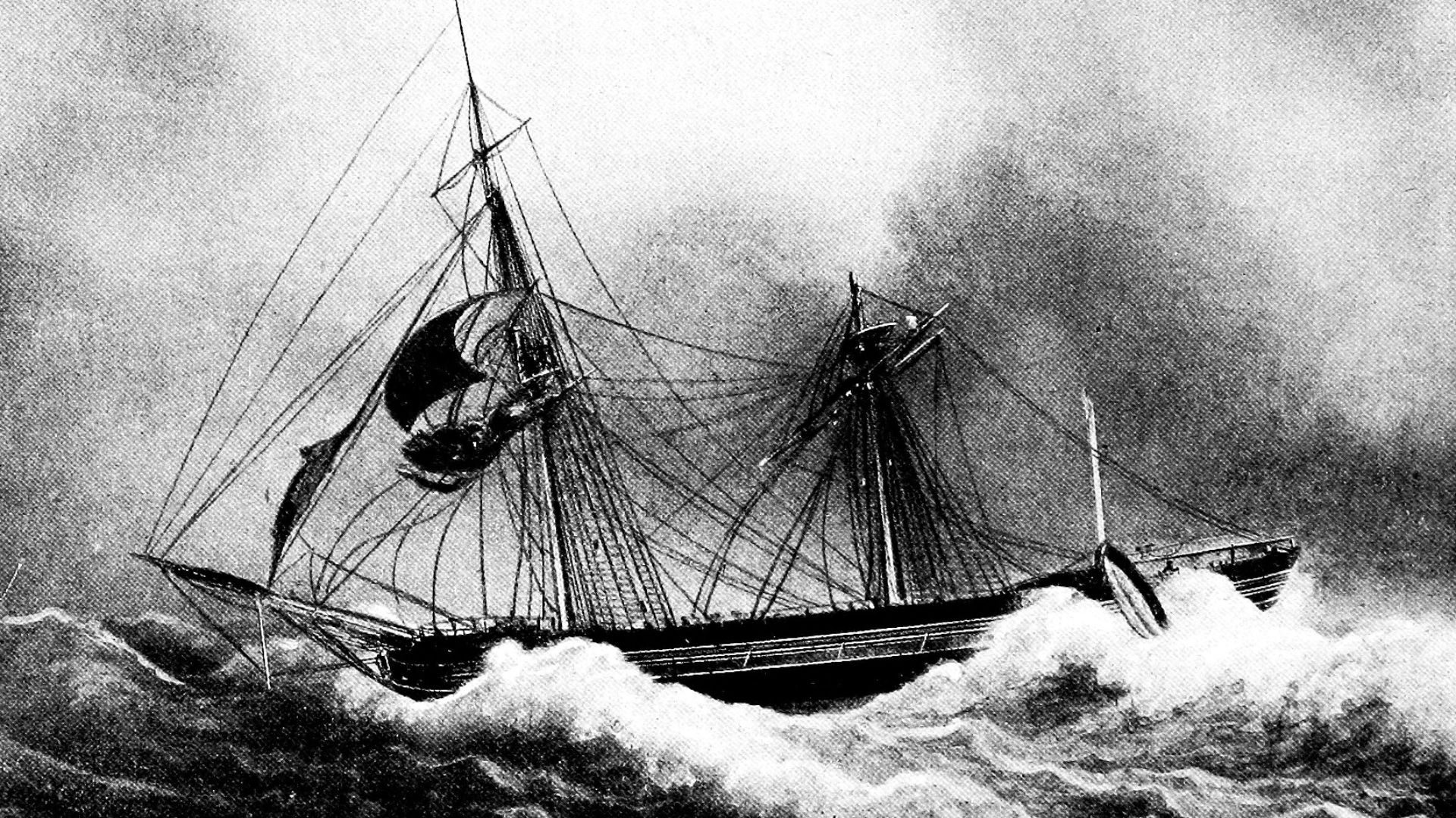 P 272--Illustration from the book Lonely ships and lonely seas by Ralph Paine. From the painting by Frederic Roux of Havre, 1838. Published by The Century co., New York, 1921. (First published as individual true sea-stories  in Century magazine between 19