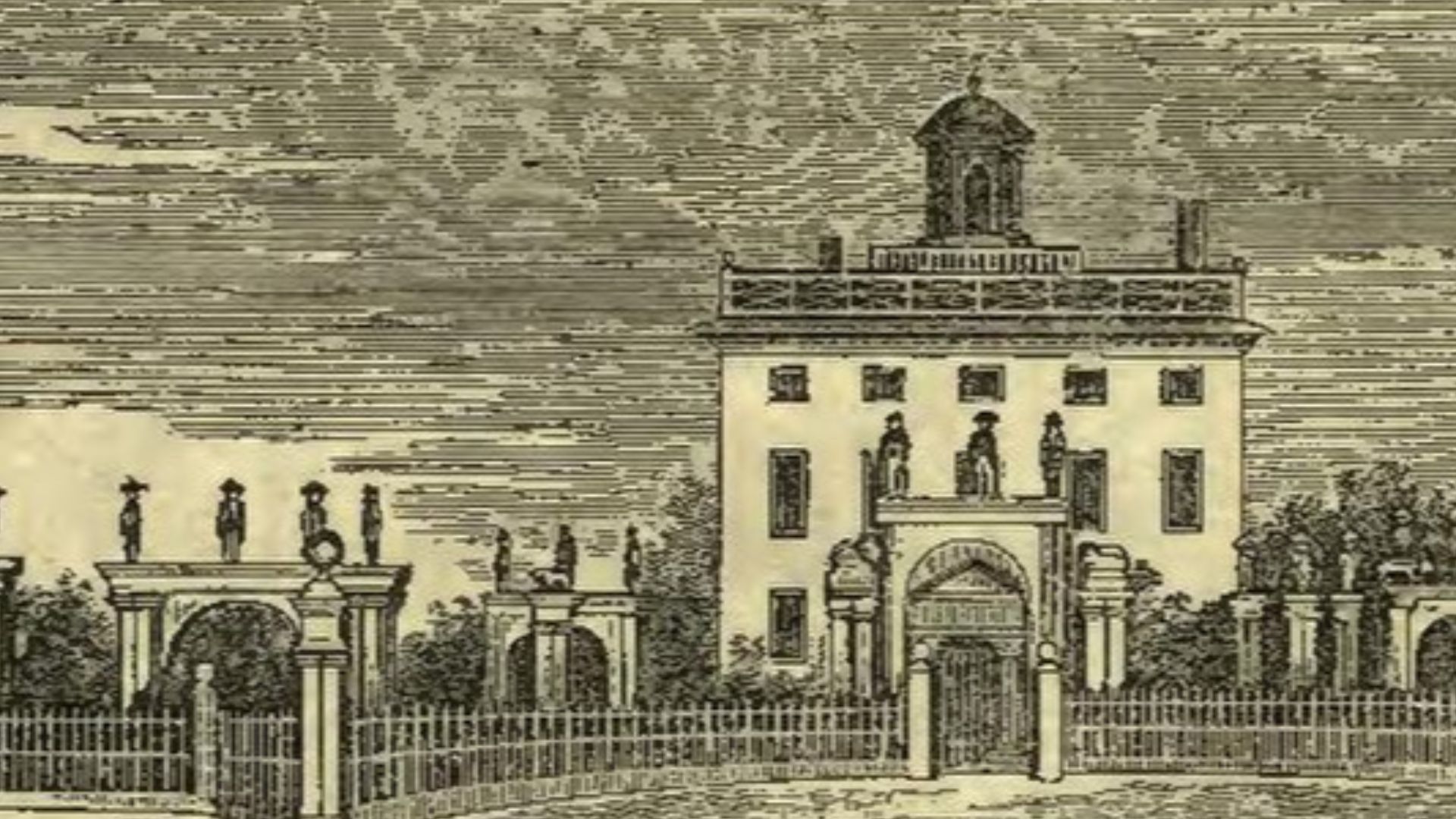 A drawing of Lord Timothy Dexter's manor, taken from the fourth edition of