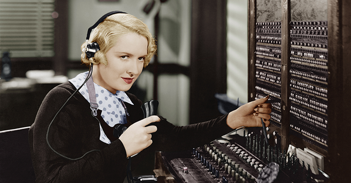 female switchboard operator with blonde hair