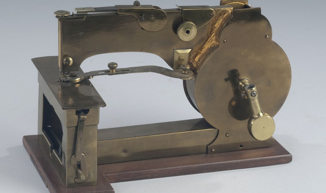 Walter Hunt's 1854 sewing machine patent model at National Museum of American History