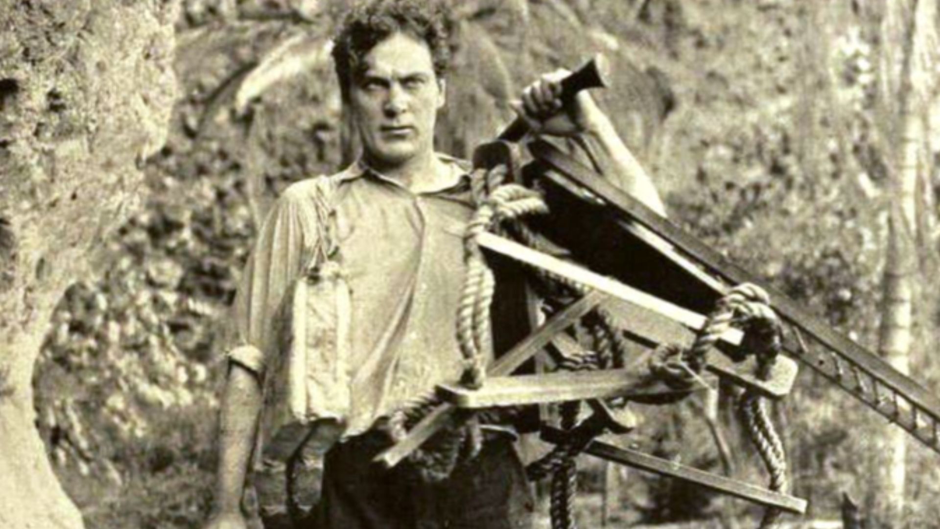Still from an ad for the American film Male and Female (1919) with Thomas Meighan, on page 1703 of the August 30, 1919 Motion Picture News. The caption for the image is