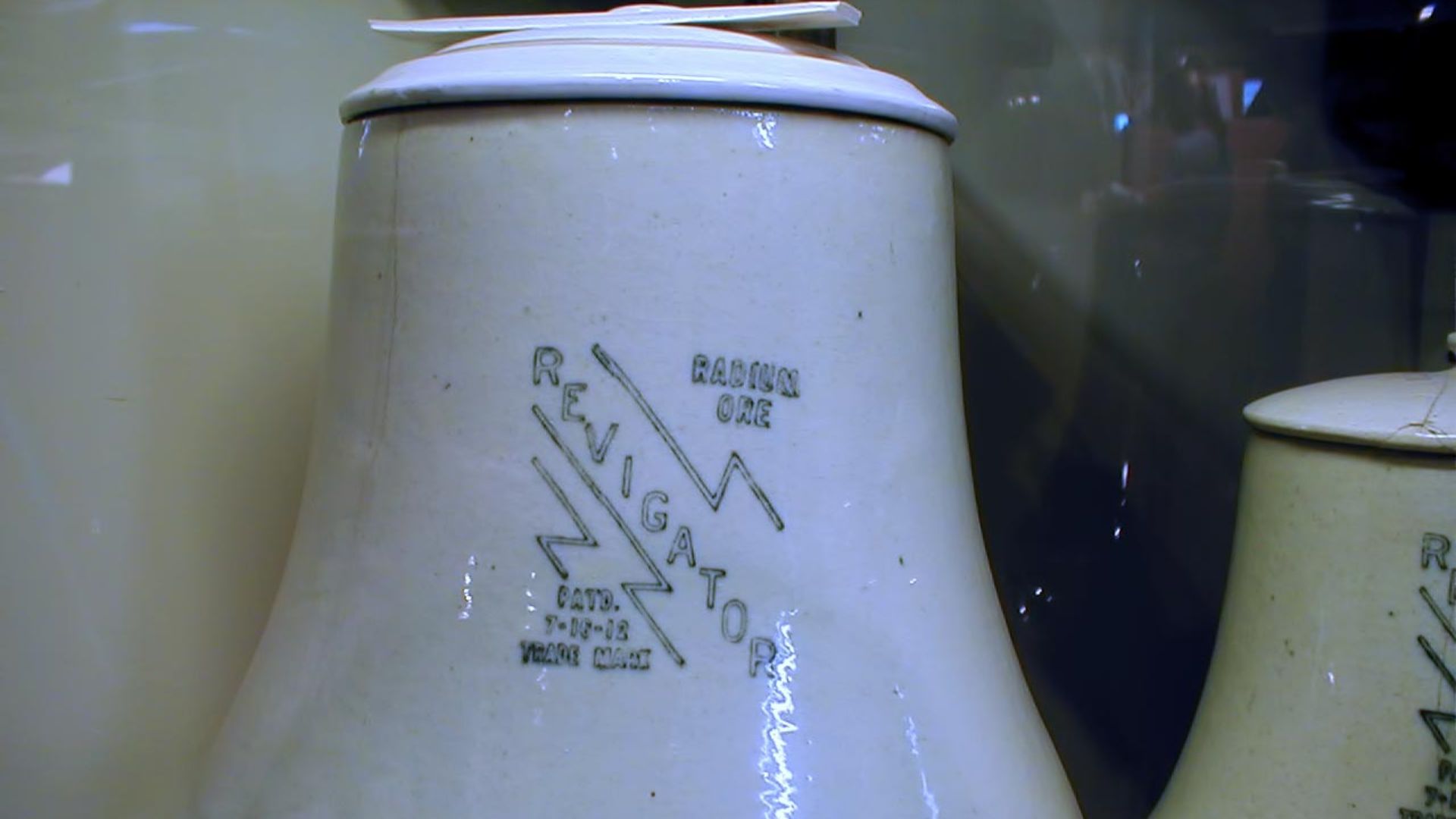 More misuse of radiation. The 1929 Revigator (sometimes misspelled Revigorator) was a pottery crock lined with radioactive ore that emitted radon; drinking water in such a crock would be curative. Water stored in a Revigator overnight acquires a few hundr