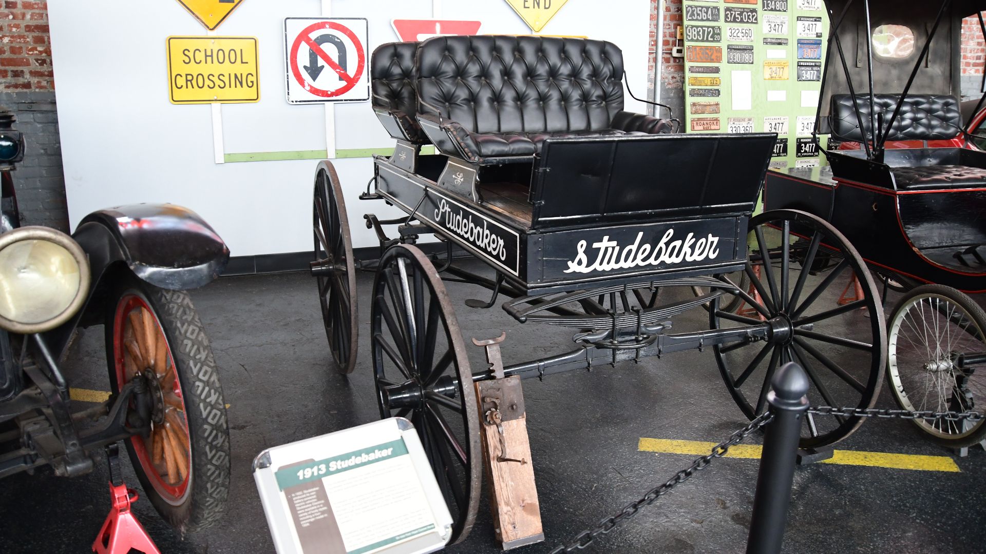 A horse-drawn Studebaker Half-Platform Wagon, built about 1870.  This vehicle is part of the Road Collection of the Virginia Museum of Transportation in Roanoke, Virginia.