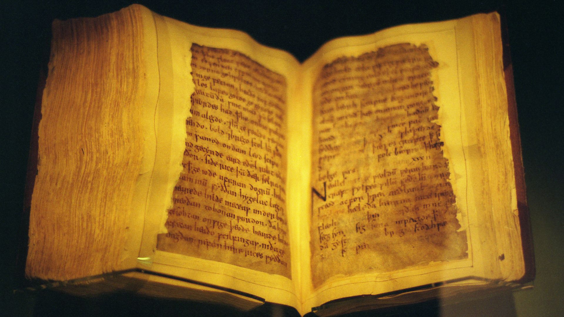 Manuscript of Beowulf, in the British Library, London, England