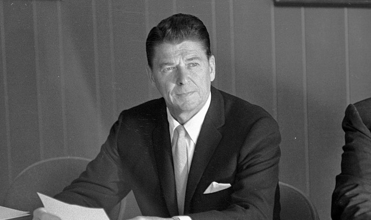 (Original Caption) 2/3/1967- Picture shows Governor Ronald Reagan, of California, seated at a desk.