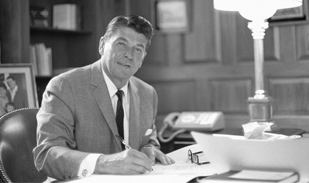 Ronald Reagan, governor of California, at work in his office in Sacramento.