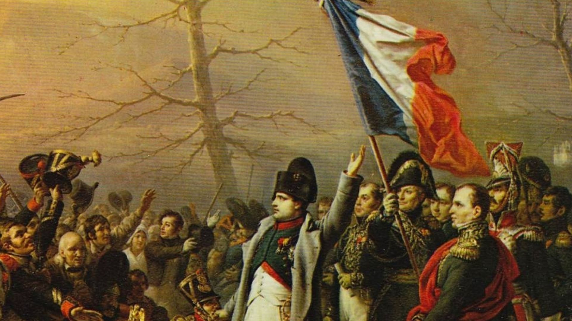 Napoleon's Return from Elba, by Charles Auguste Guillaume Steuben. Napoleon walk between the two forces and said if they were to kill their emperor; they were to do it now.