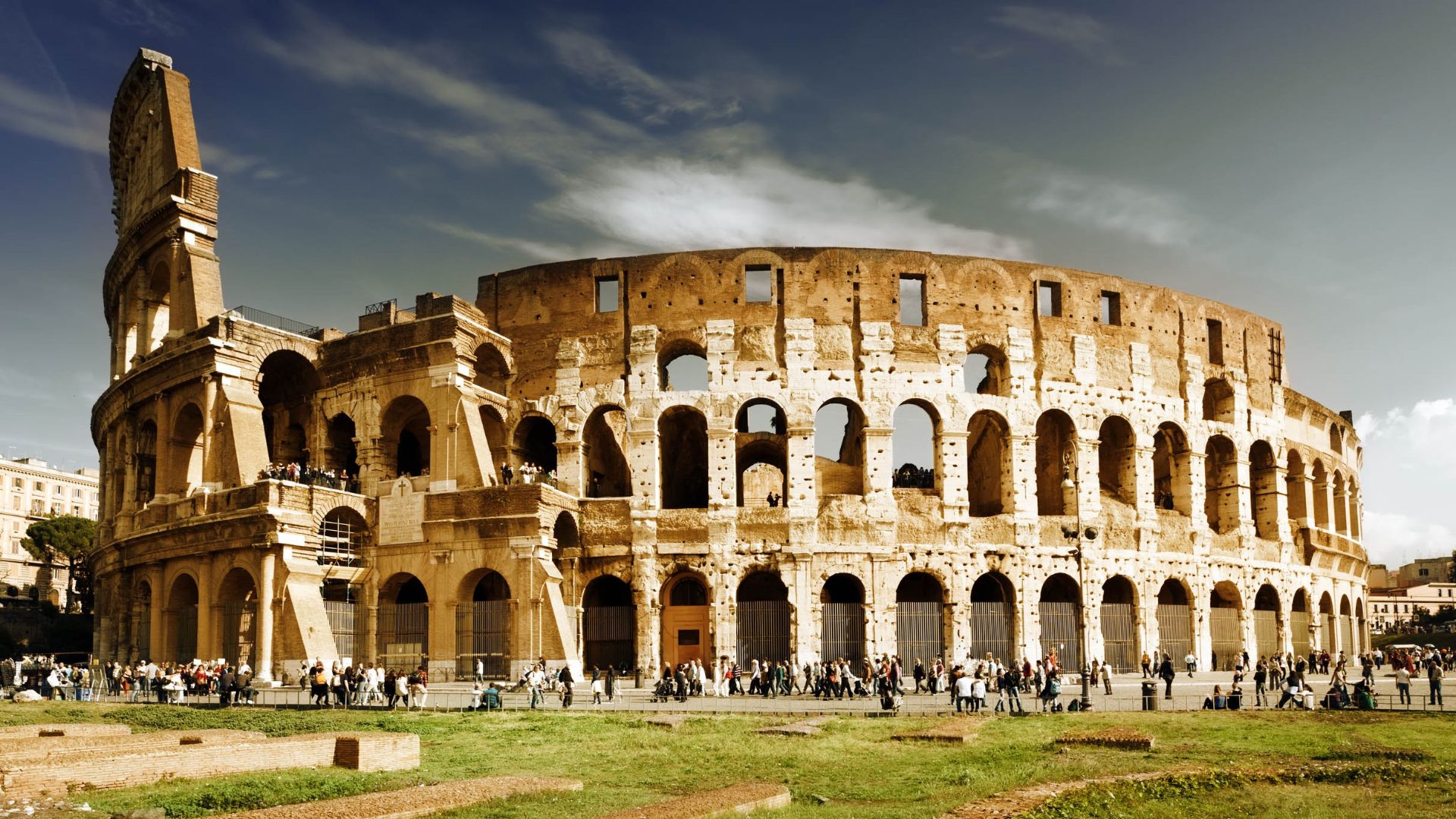 The Colosseum or Coliseum, also known as the Flavian Amphitheatre ( Italian: Anfiteatro Flavio or Colosseo) is an elliptical amphitheater in the center of the city of Rome, Italy. Built of concrete and stone, it is the largest amphitheater in the world, a