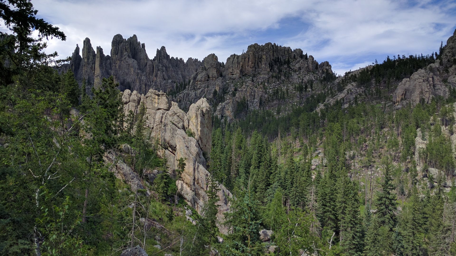 driving along the Needles Highway in the Black Hills of South Dakota