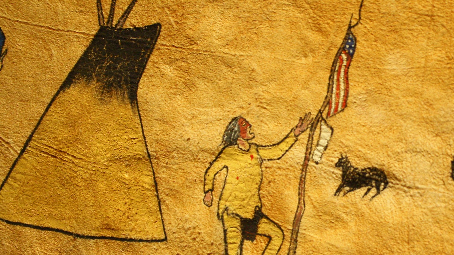 Portion of heraldic painting depicting Black Kettle at Sand Creek. (Buffalo Bill Center of the West)