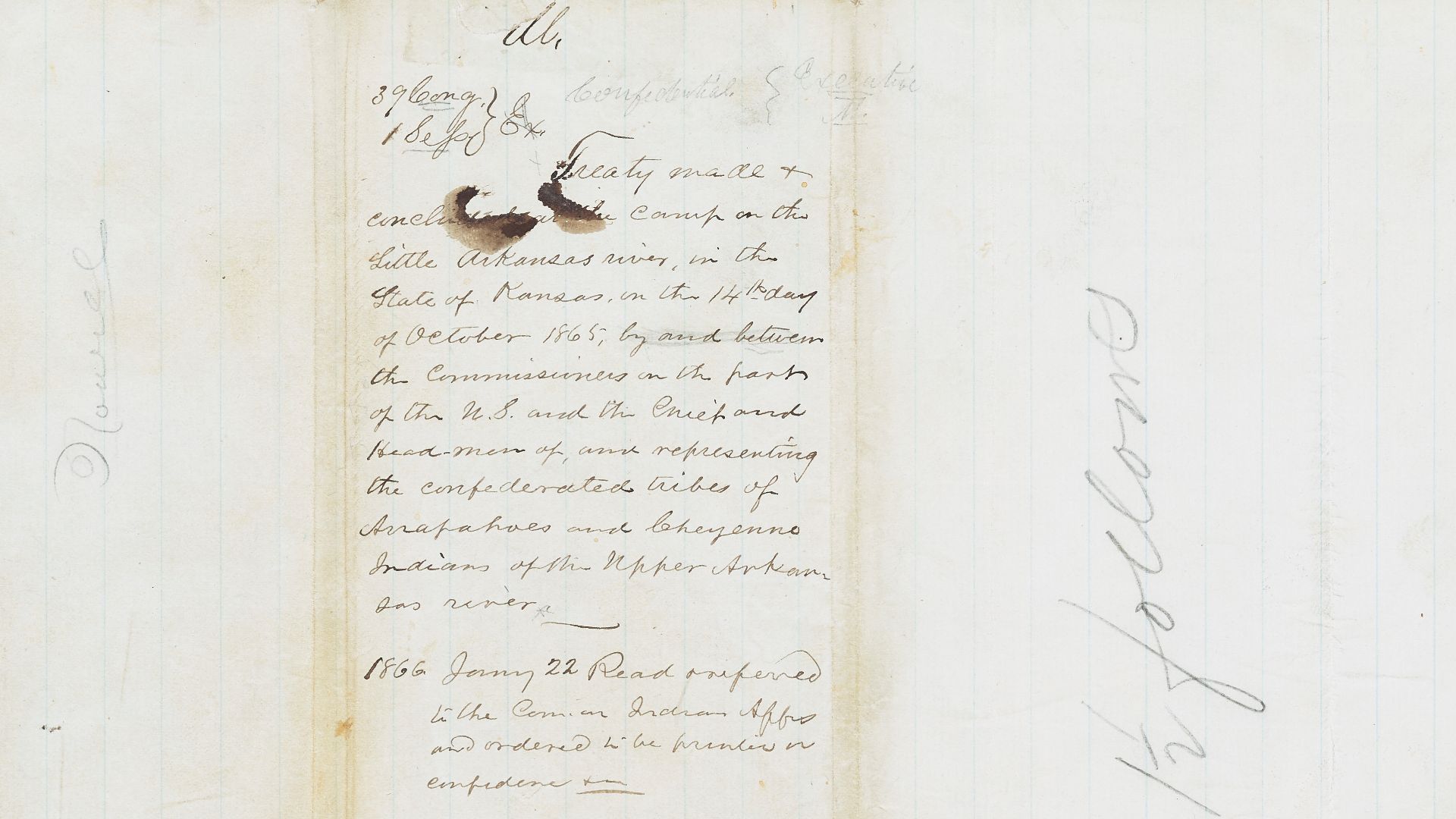 File:Treaty Between the United States and the Cheyenne and Arapaho Indians of the Upper Arkansas River Signed at the Camp on the Little Arkansas River, Kansas - DPLA - 53cdecefd3420f7fdb6c0abecadf2f2e (page 1).jpg