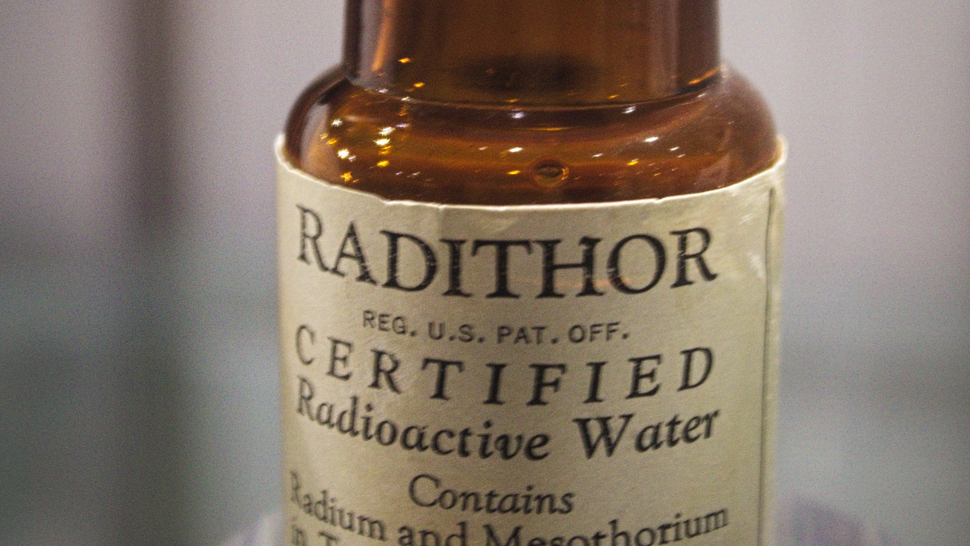 Back in the 1920s, people thought that drinking radium-  and thorium- infused water was healthy. One of the more famous varieties of  this water was sold under the brand name Radithor. It was eventually famously implicated in the illness and subsequent de