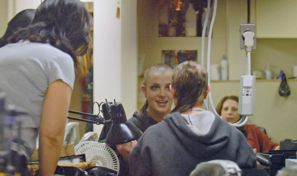 Britney Spears is seen on the night she shaved her hair off on February 16, 2007 in Los Angeles, California