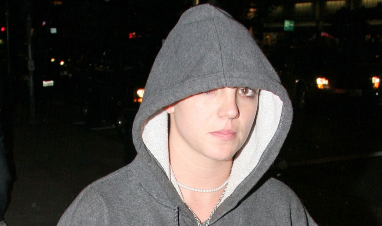 Britney Spears is seen on the night she shaved her hair off on February 16, 2007 in Los Angeles, California