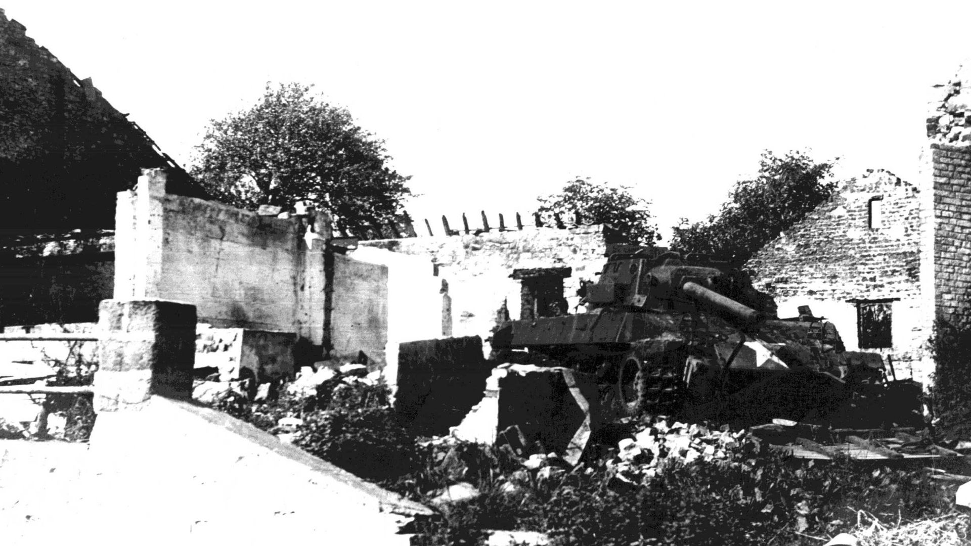 Mottet farm in Marenne after passage of 116 Panzer Division 1945 Battle of the Bulge