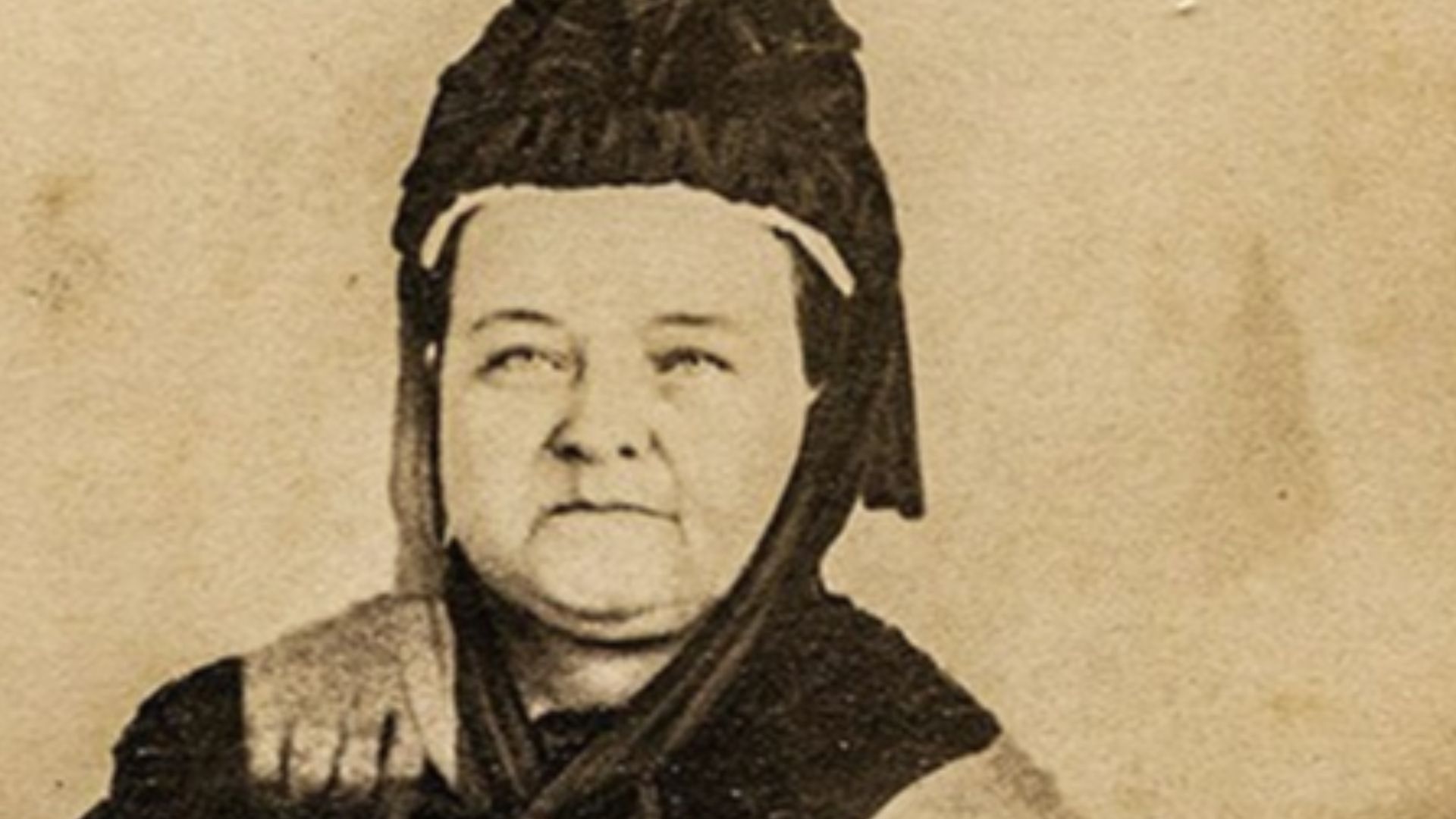Picture of Mary Lincoln with the alleged ghost of her husband Abraham Lincoln behind her