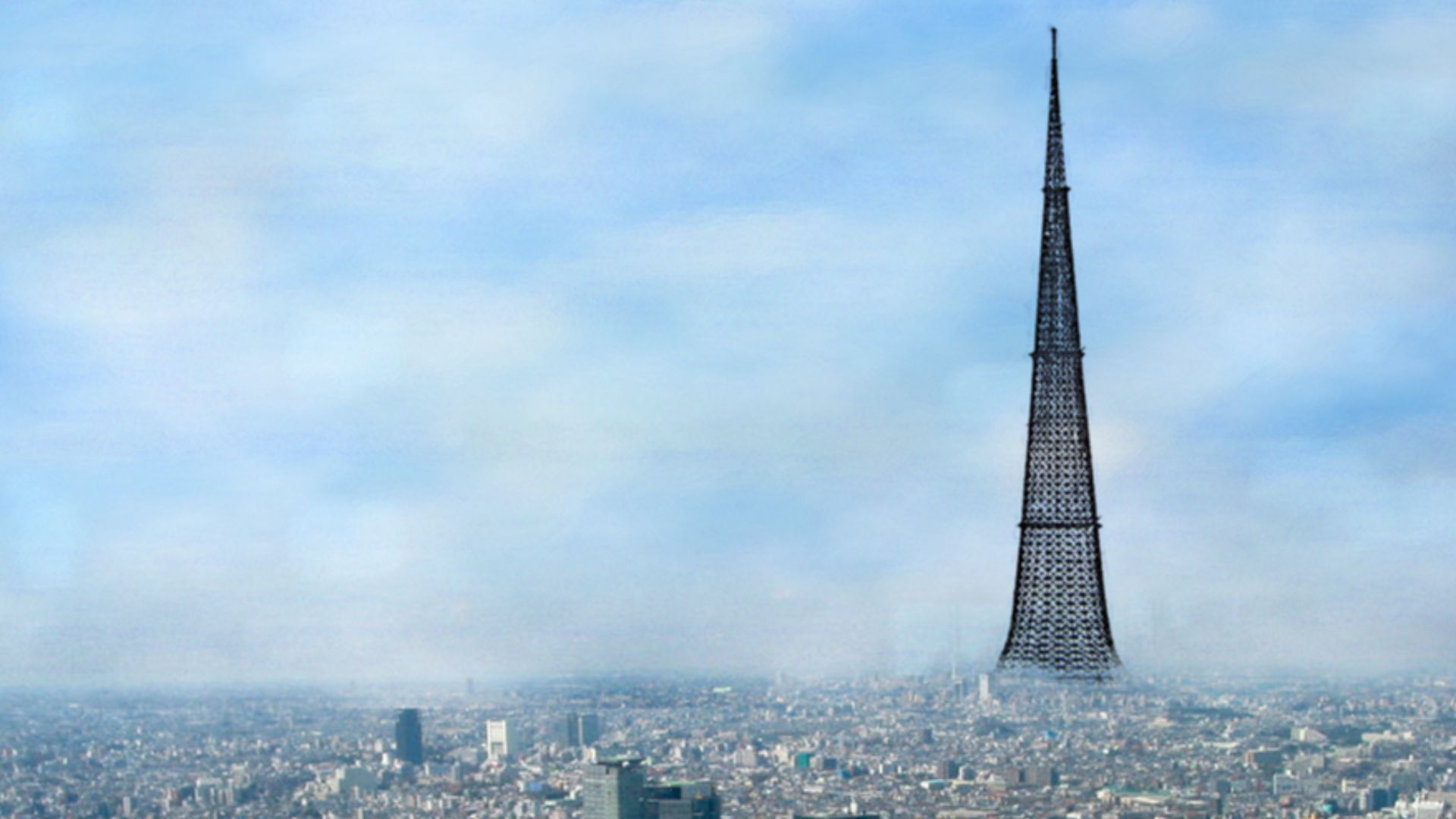 The project of the 4000m-tower of Russian architect Nikolay Nikitin in Tokyo (1967-1968).