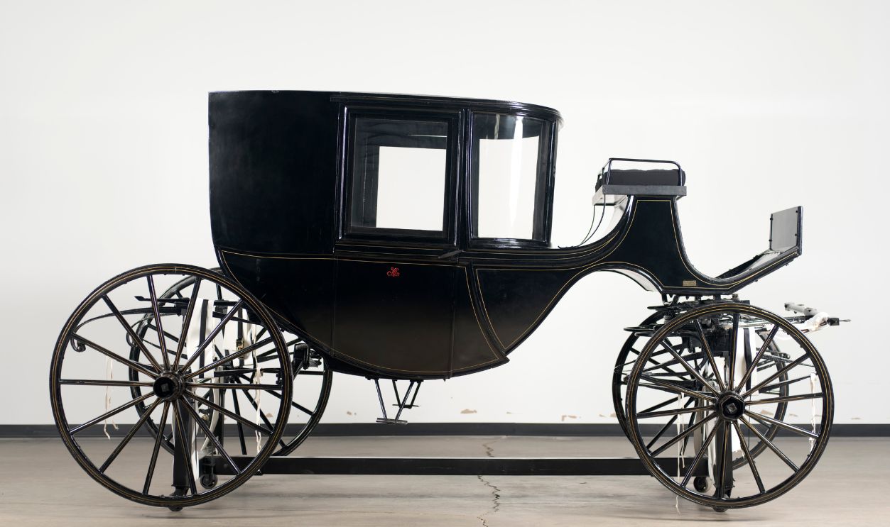 Coach or carriage that belonged to Abraham and Mary Todd Lincoln during their residence in Washington DC, manufactured by JB Brewster & Company in New York, New York, 1861. Mary Todd Lincoln used the carriage during her residence in Chicago, Illinois after Abraham Lincoln's assassination.