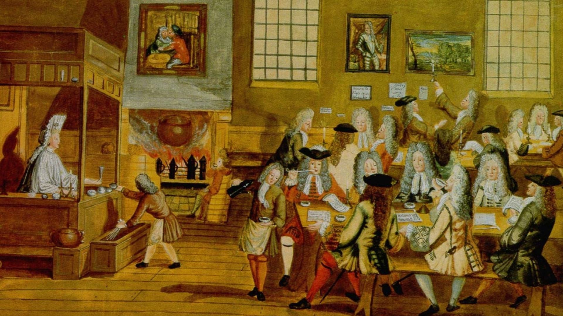 Interior of a London Coffee-house, 17th century