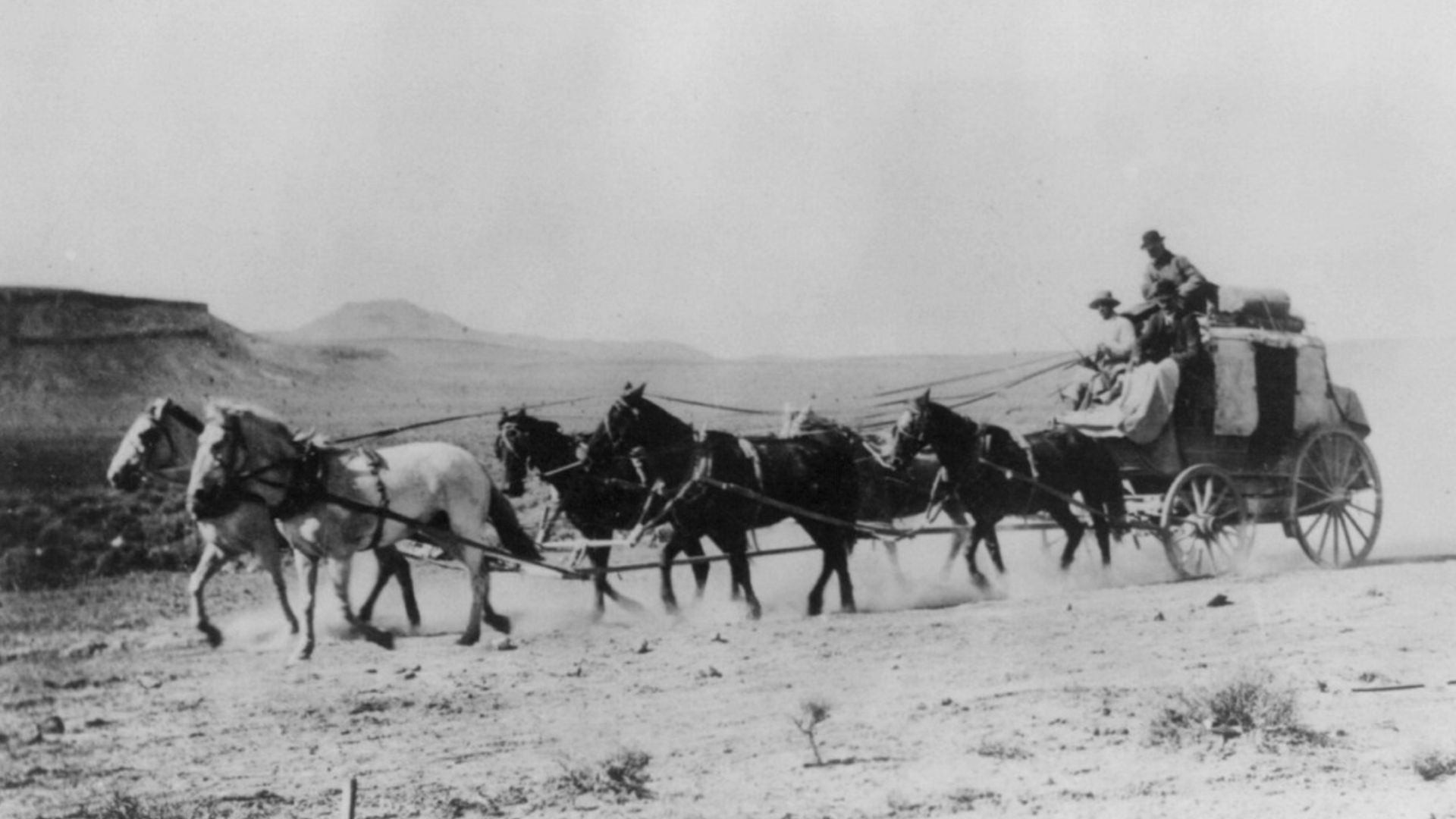 Title: Stage coach crossing the desert to Goldfield, Nevada. Oct. 1, 1906
Abstract/medium: 1 photographic print.