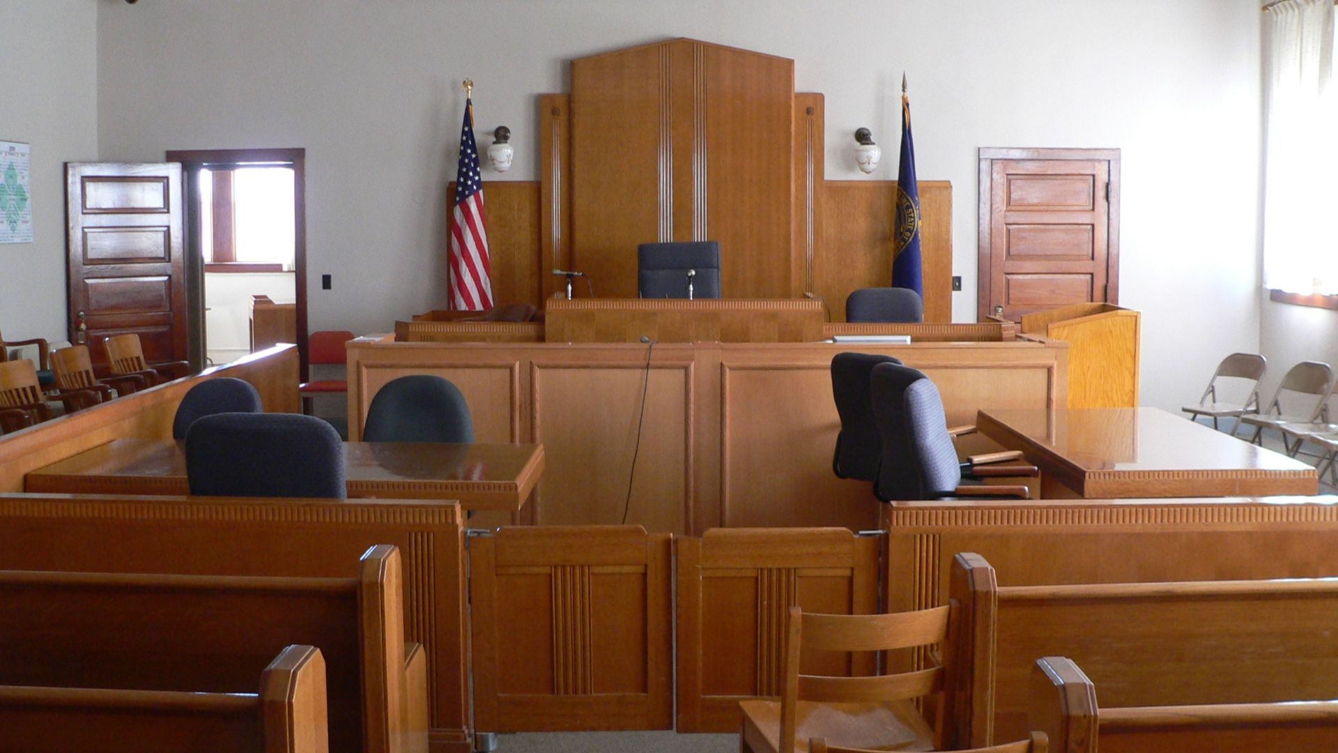 Courtroom in Knox County Courthouse in Center, Nebraska. The courthouse was built in 1934, and is listed in the National Register of Historic Places.