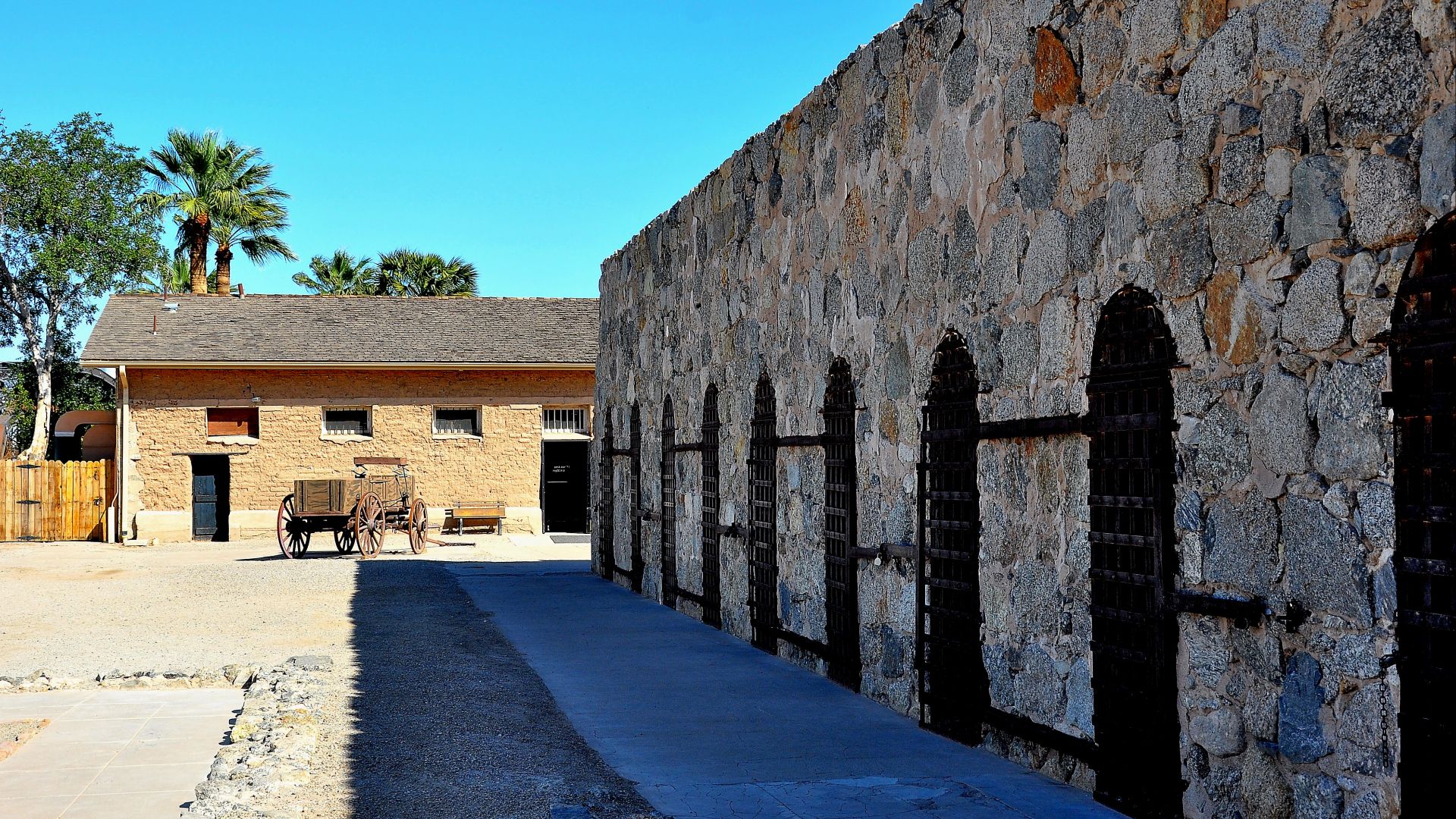 Yuma Territorial Prison in Yuma, southwestern Arizona, USA. A 19th century stone prison complex in the Yuma Crossing National Heritage Area,