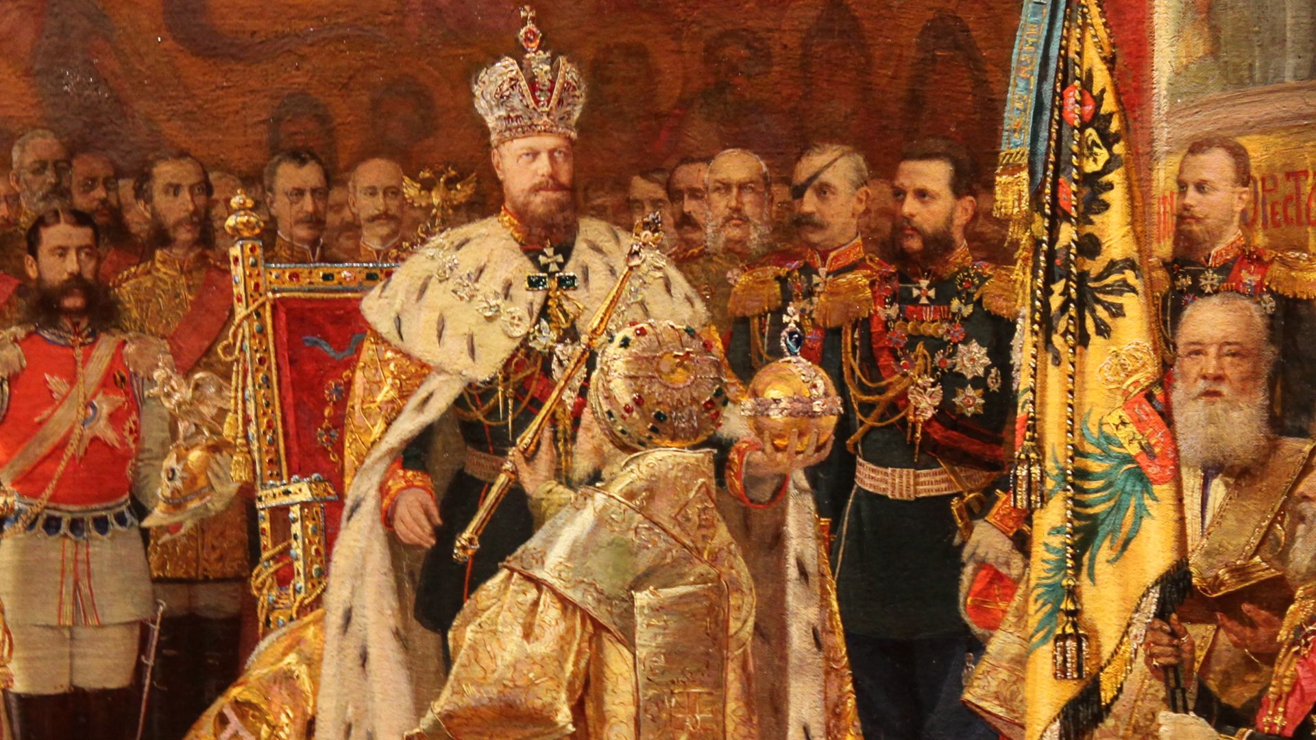 Le couronnement de l'empereur Alexandre III et de l'impératrice Maria Ferodovna. 108х156 см ЭРЖ-1637