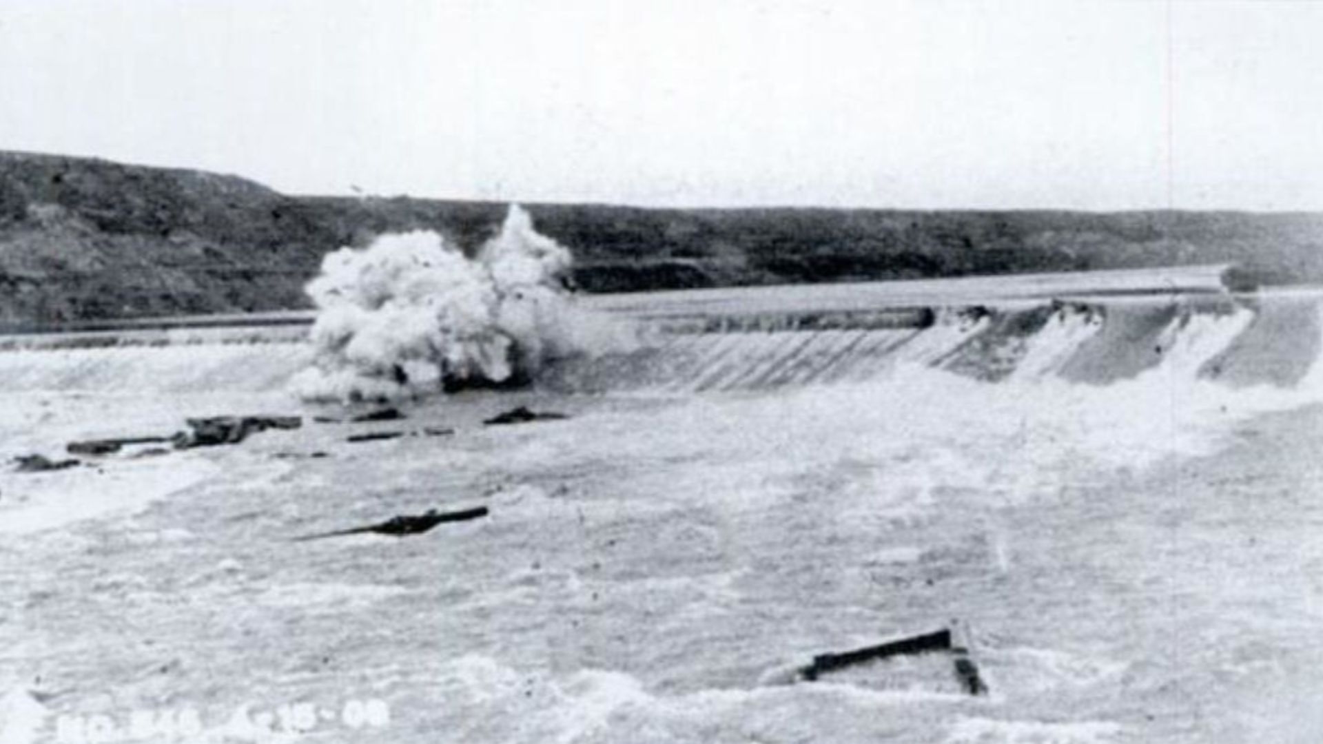 Black Eagle Dam is dynamited on April 14, 1908 in Montana. 
A hydroelectric dam on the Missouri River in Great Falls.
Hauser Dam upstream had collapsed, and Black Eagle Dam was partially destroyed in order to provide a means for the floodwaters to escape 