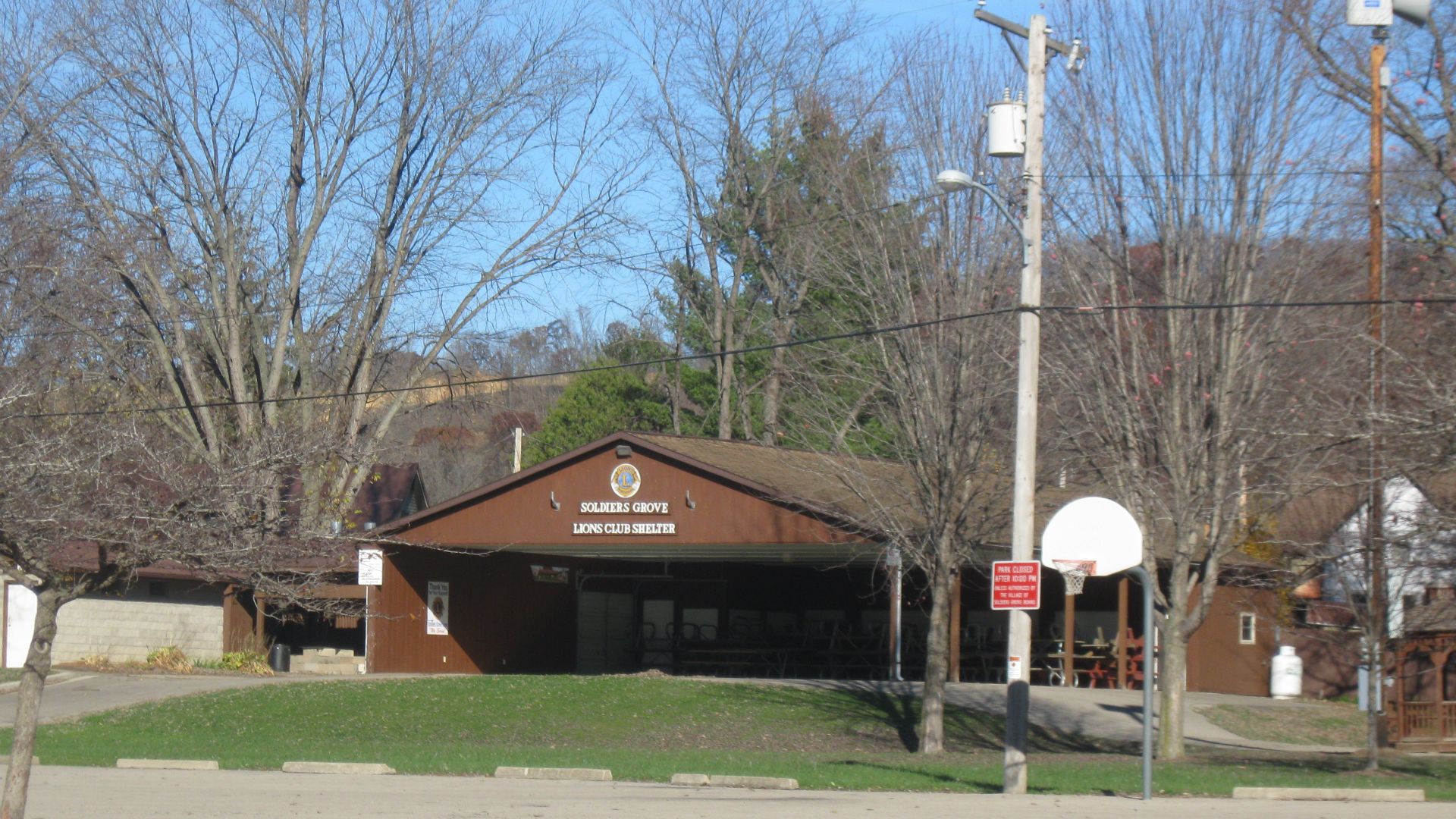 Lions Club Shelter in a public park in Soldiers Grove, Wisconsin.
