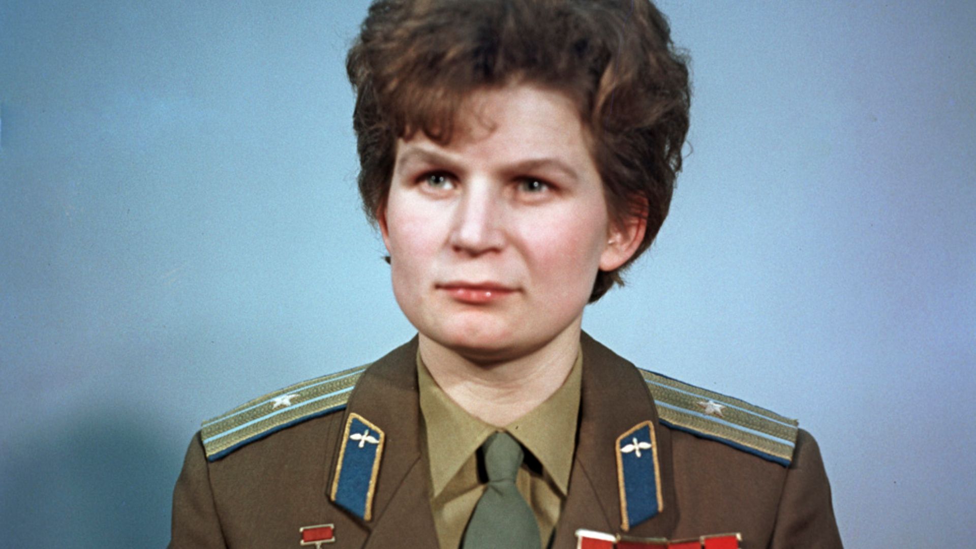 “Valentina Tereshkova”. Valentina Tereshkova, pilot-cosmonaut, first female cosmonaut, Hero of the USSR. Pictured as a Major of the Soviet Air Forces.