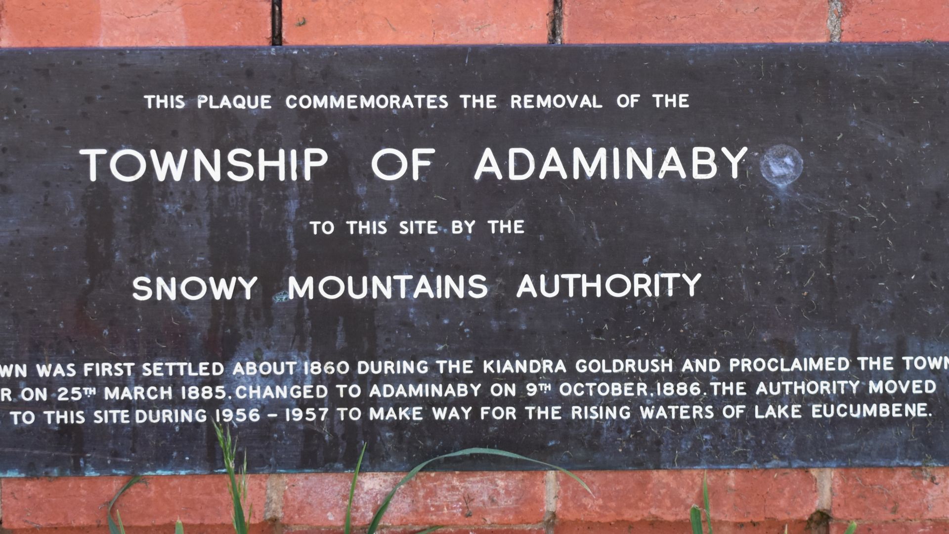 Monument marking the removal of the old town of Adaminaby, New South Wales