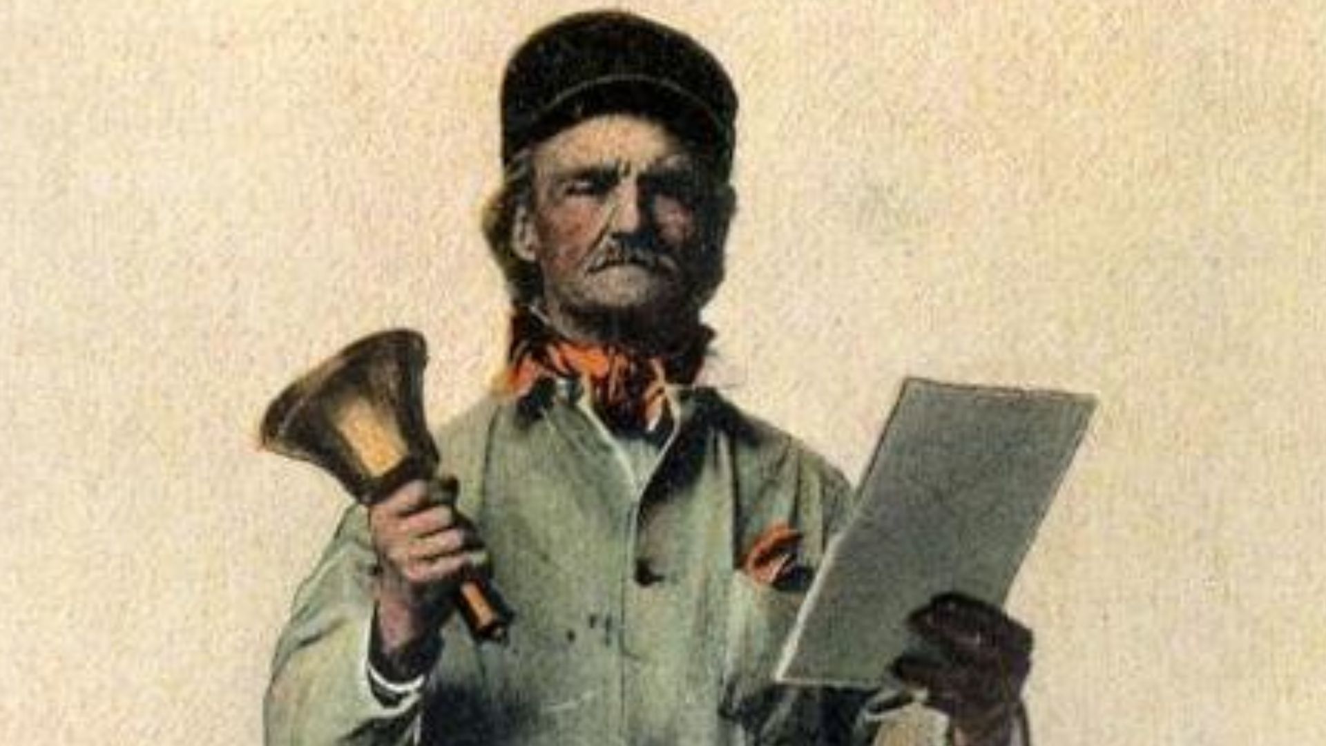 Town Crier, Provincetown, Massachusetts; from a 1909 postcard published by Provincetown Advocate, Provincetown, Massachusetts.